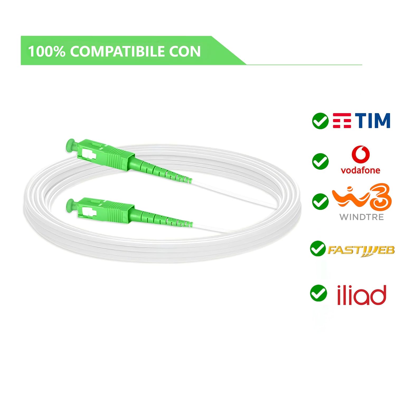 Cavo Fibra Ottica SC/APC Simplex Monomodale 25M - immagine 2