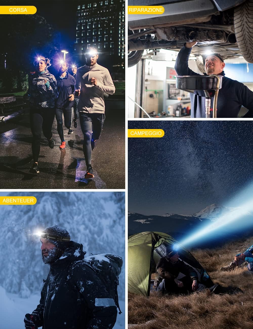 CIRYCASE Torcia Frontale LED Ricaricabile USB - immagine 7