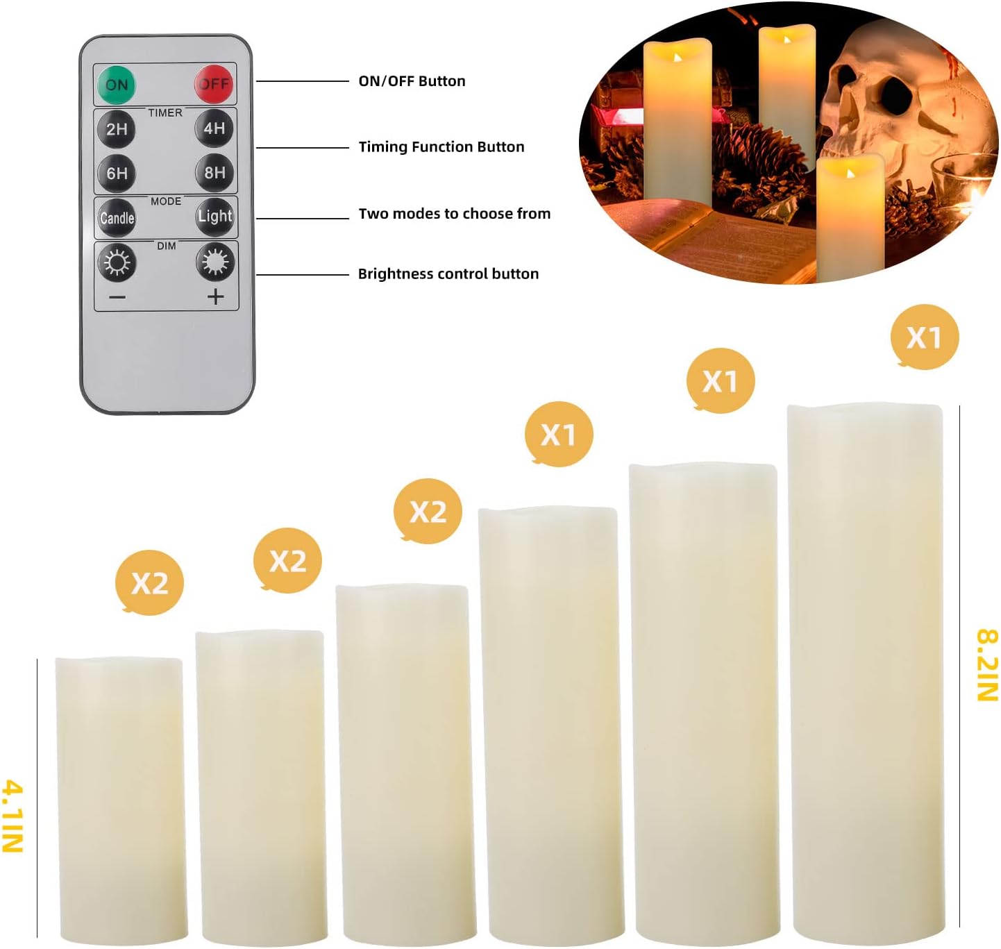 HANZIM Candele LED Set 9 Pezzi con Telecomando - immagine 3