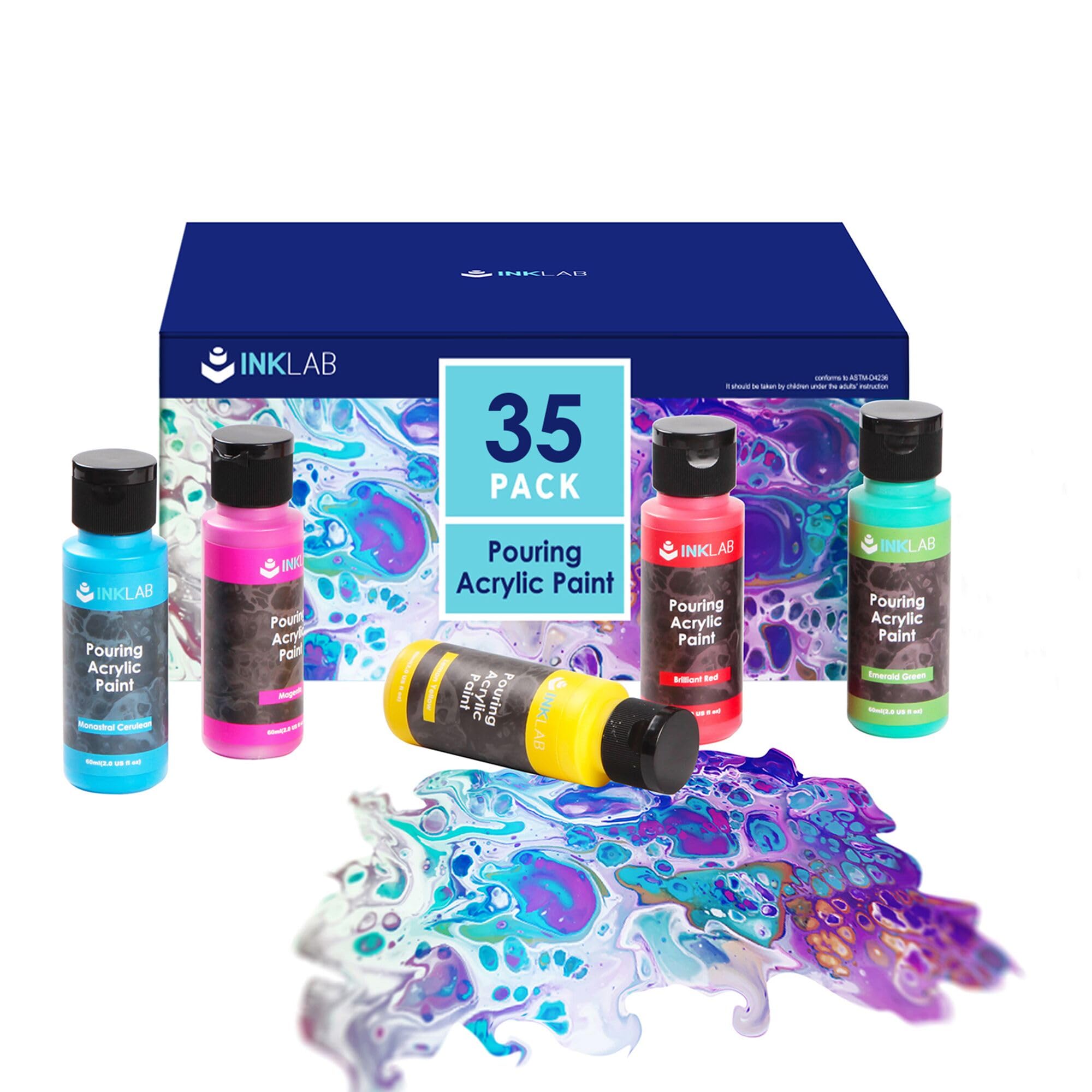 Ink Lab Kit Pittura Acrilica per Versare 35 Colori