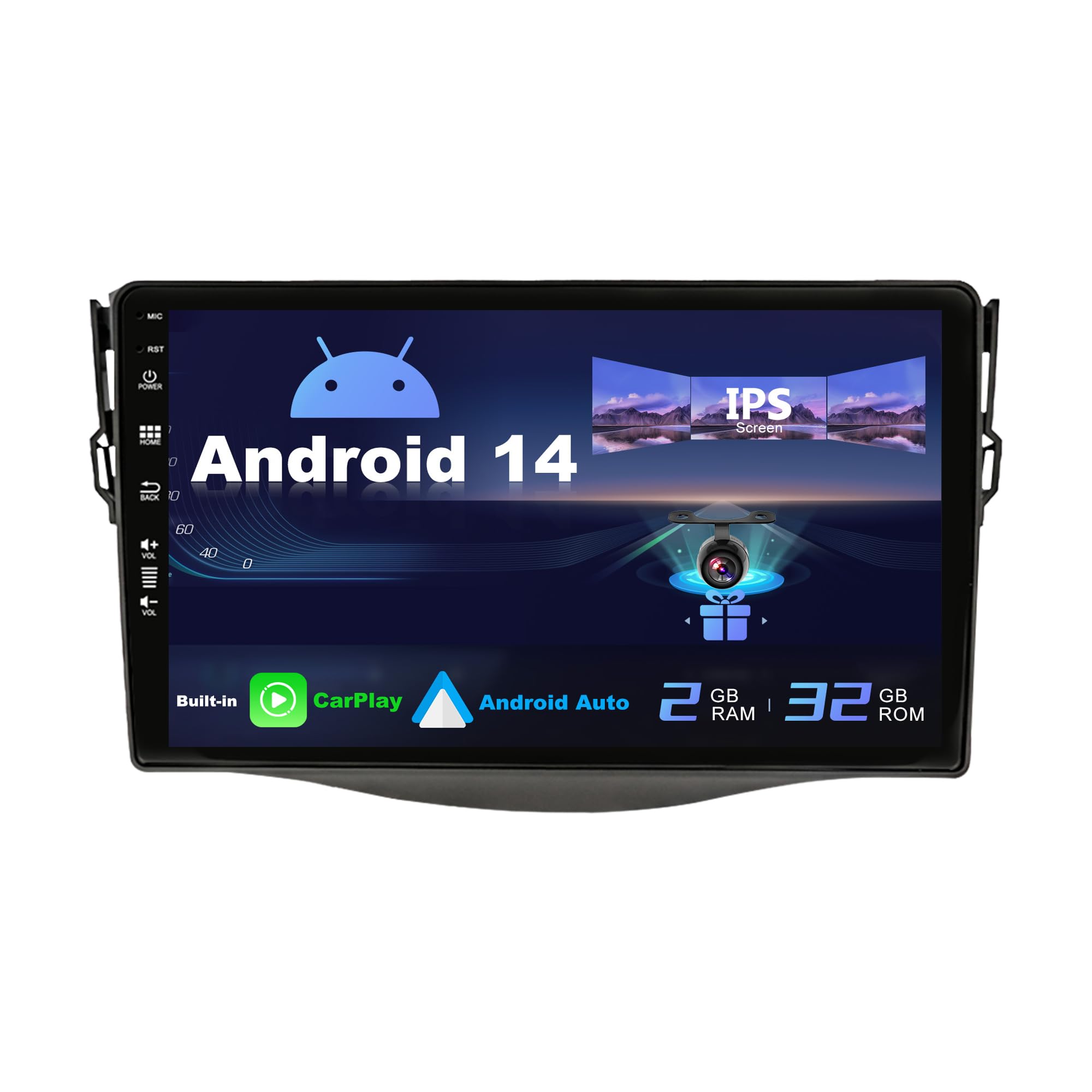 Bxliyer Autoradio Android 14 IPS 9" per Toyota RAV4 (2007-2012)