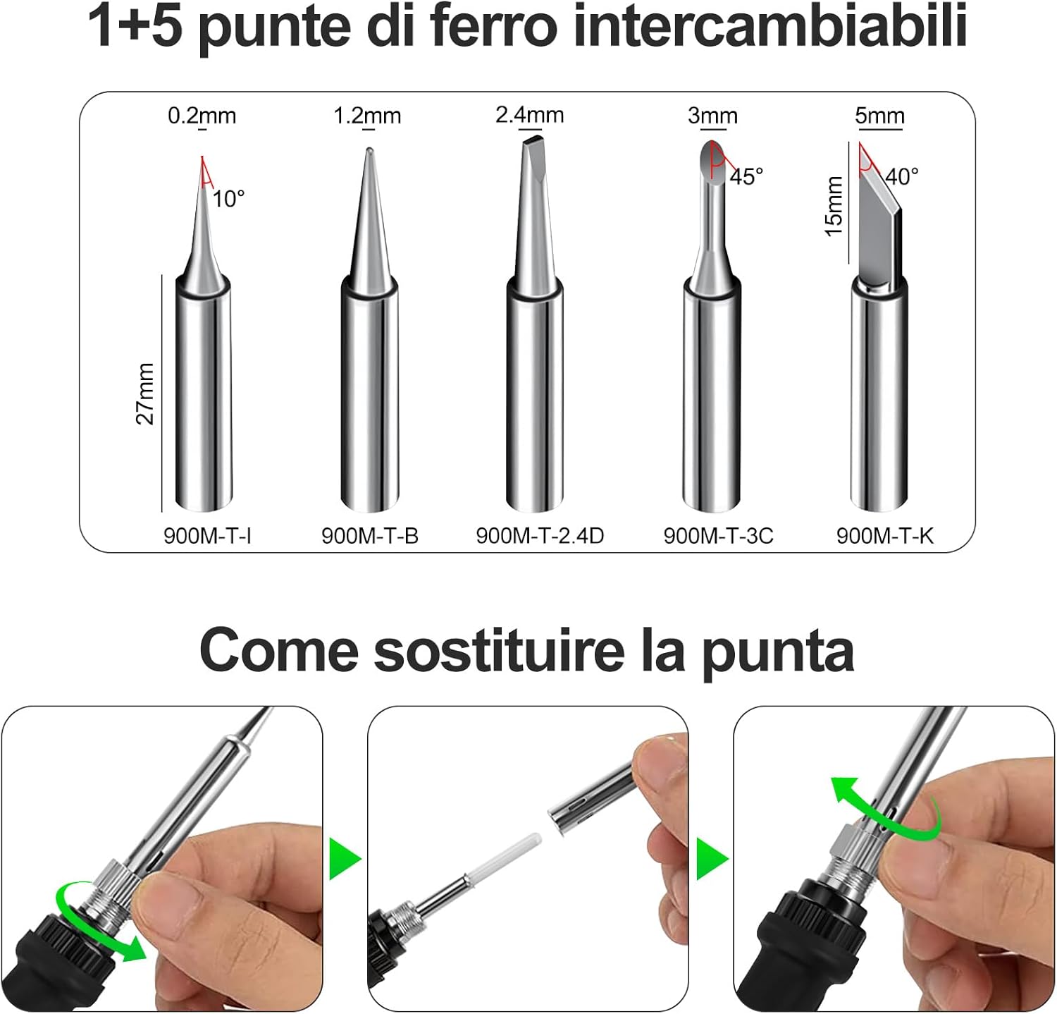 Saldatore a Stagno 80W LCD Temperatura Regolabile - immagine 5