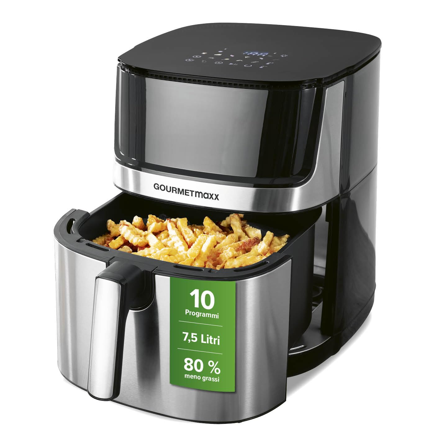 GOURMETmaxx Friggitrice ad Aria Calda Digitale 4 in 1, 7,5L