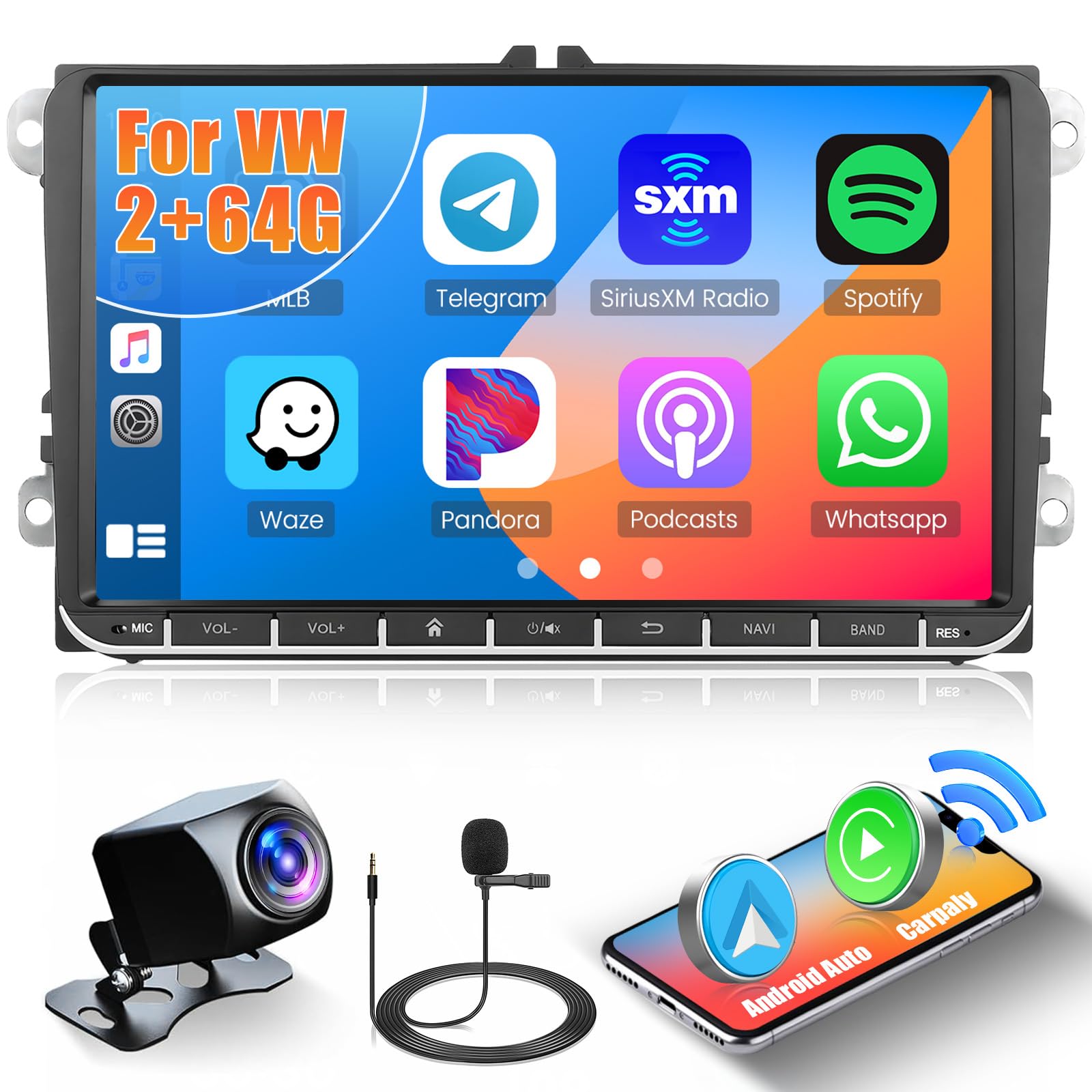 Hikity Android 13 Autoradio 9 Pollici per VW Golf 5/6, Tiguan, Polo