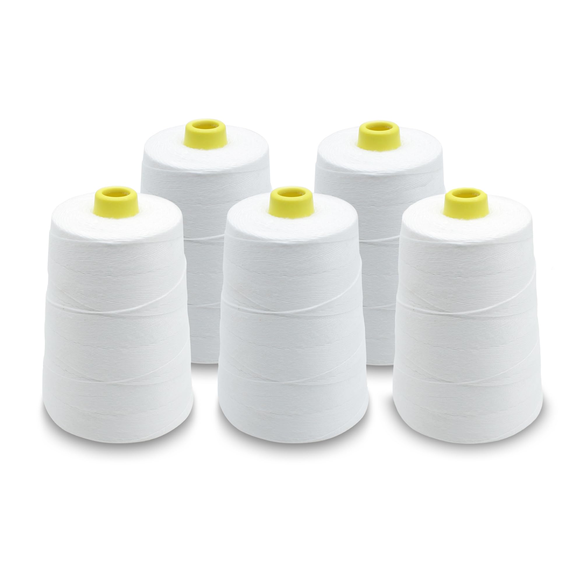 DOJA Barcelona | Filo per Cucire Sacchi | 5 Bobine Filo Cucito Poliestere | 12S/20S 4 Fili | 200g | 1020m | Colore Bianco | Filo per Macchina da Cucitrice Sacchi | Resistente per Macchina da Cucire