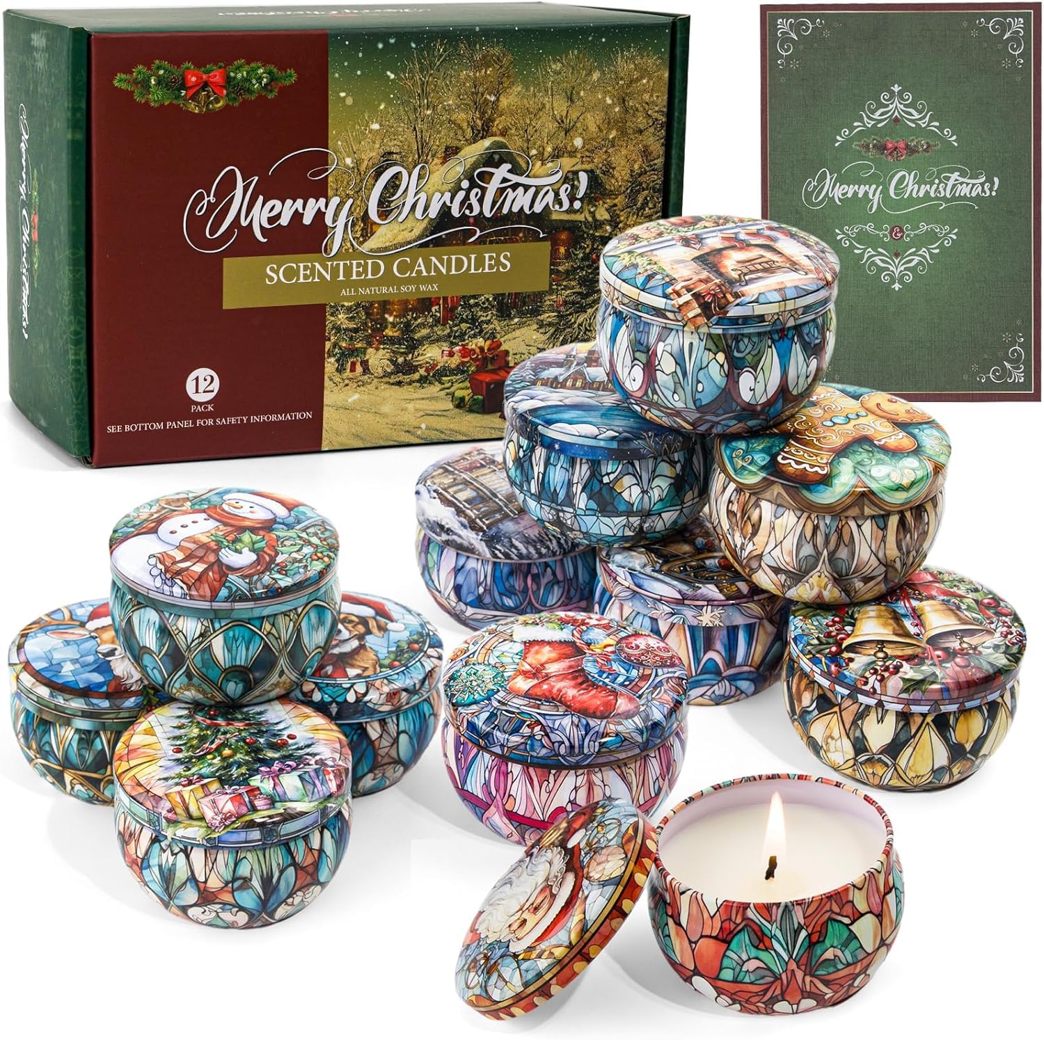 Candela Profumata Regalo di Natale 12 Pcs Cera di Soia
