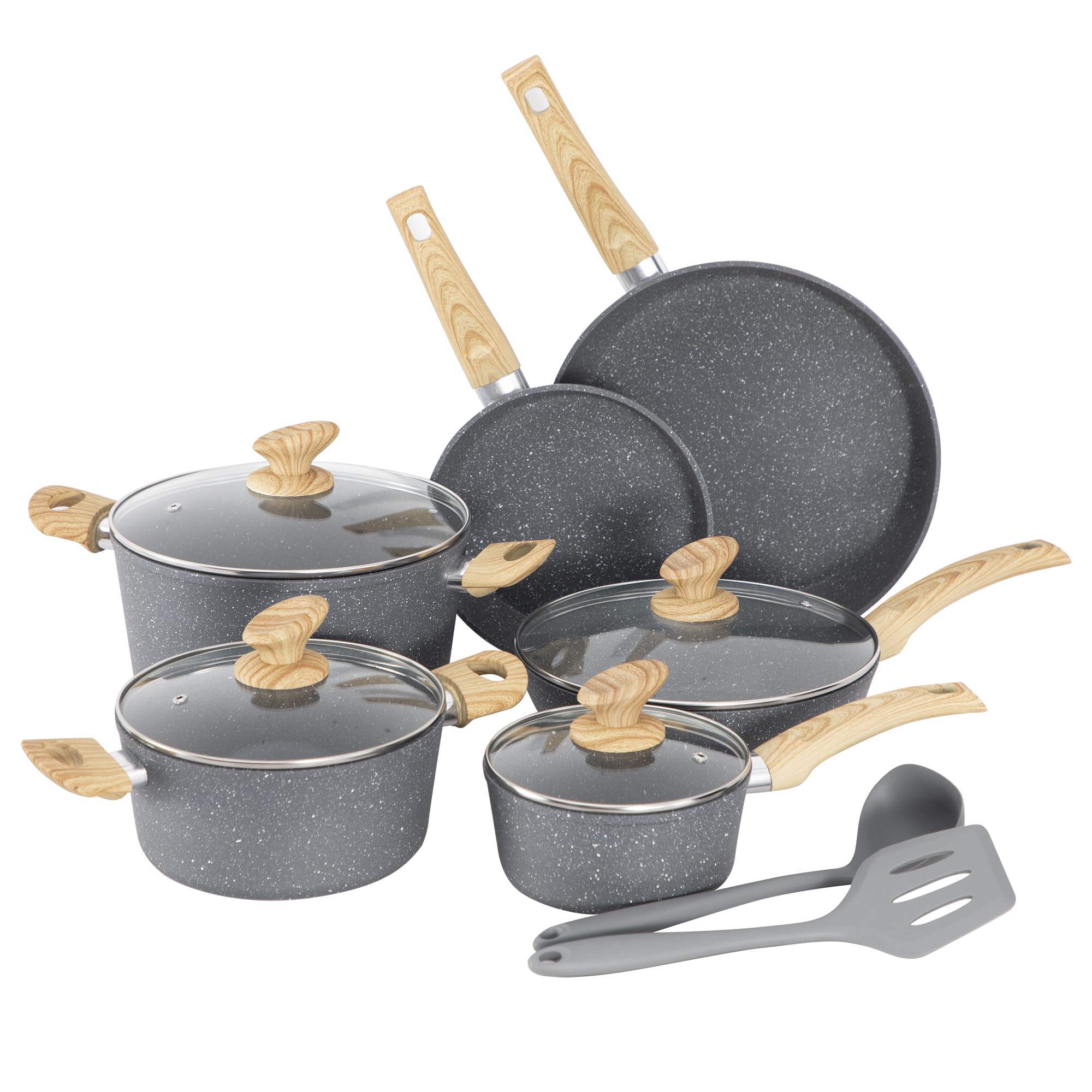 Kitchen Academy Set di pentole e padelle 12 pezzi, Grigio