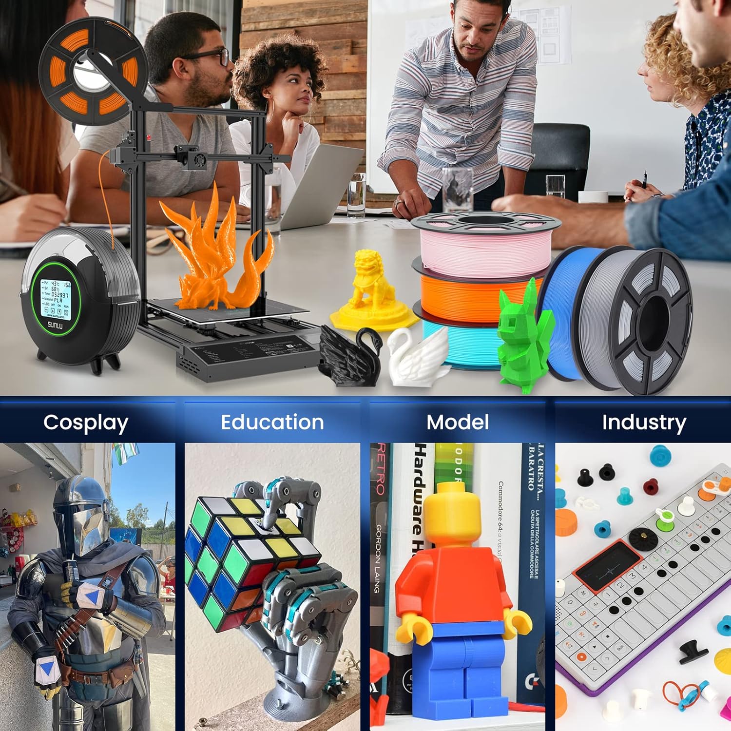 Sunlu Filamento PLA Plus 4KG 1.75mm, Bianco - immagine 8