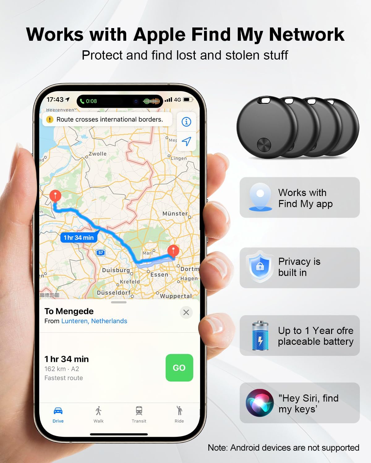 Smart Tracker Tag Compatibile Apple Dov'è - 4 Pezzi - immagine 2