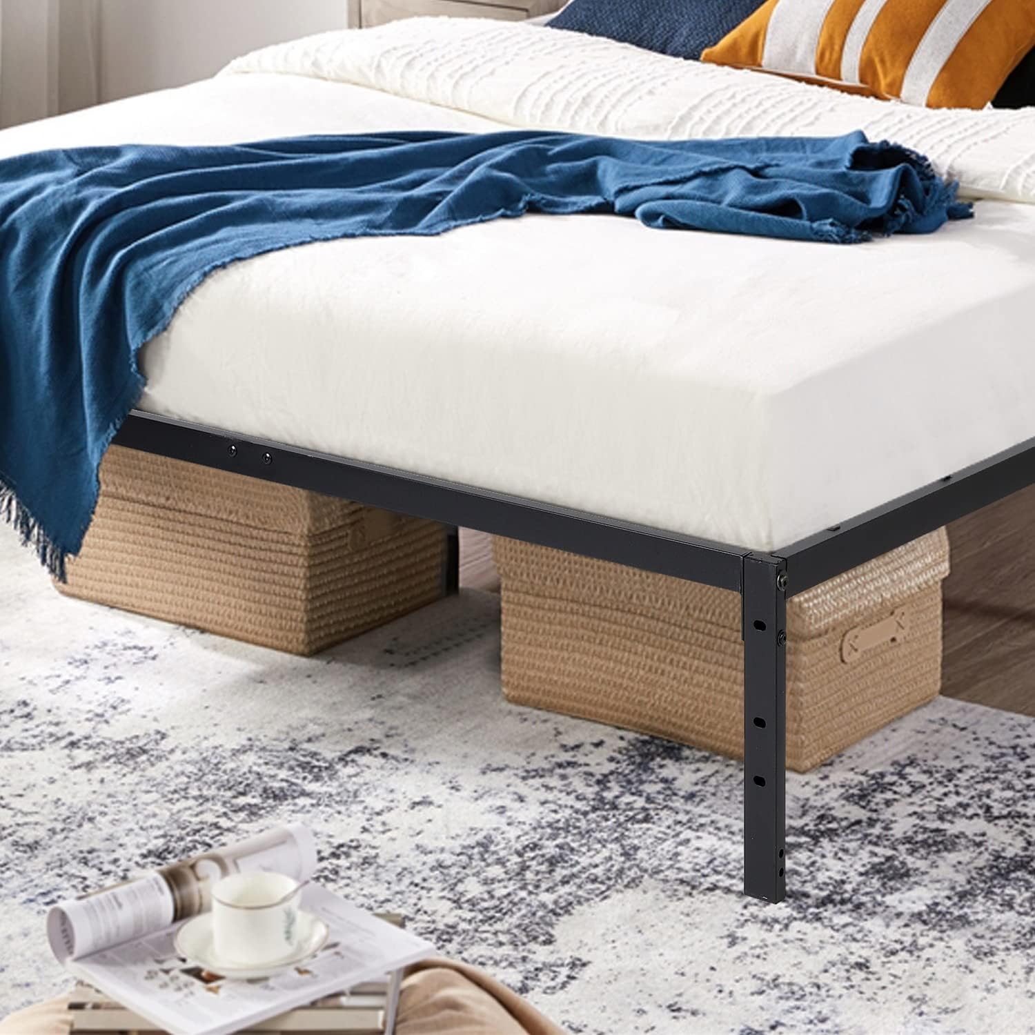 FurnitureR Double Metal Platform Bed Frame 194x140 cm - immagine 7