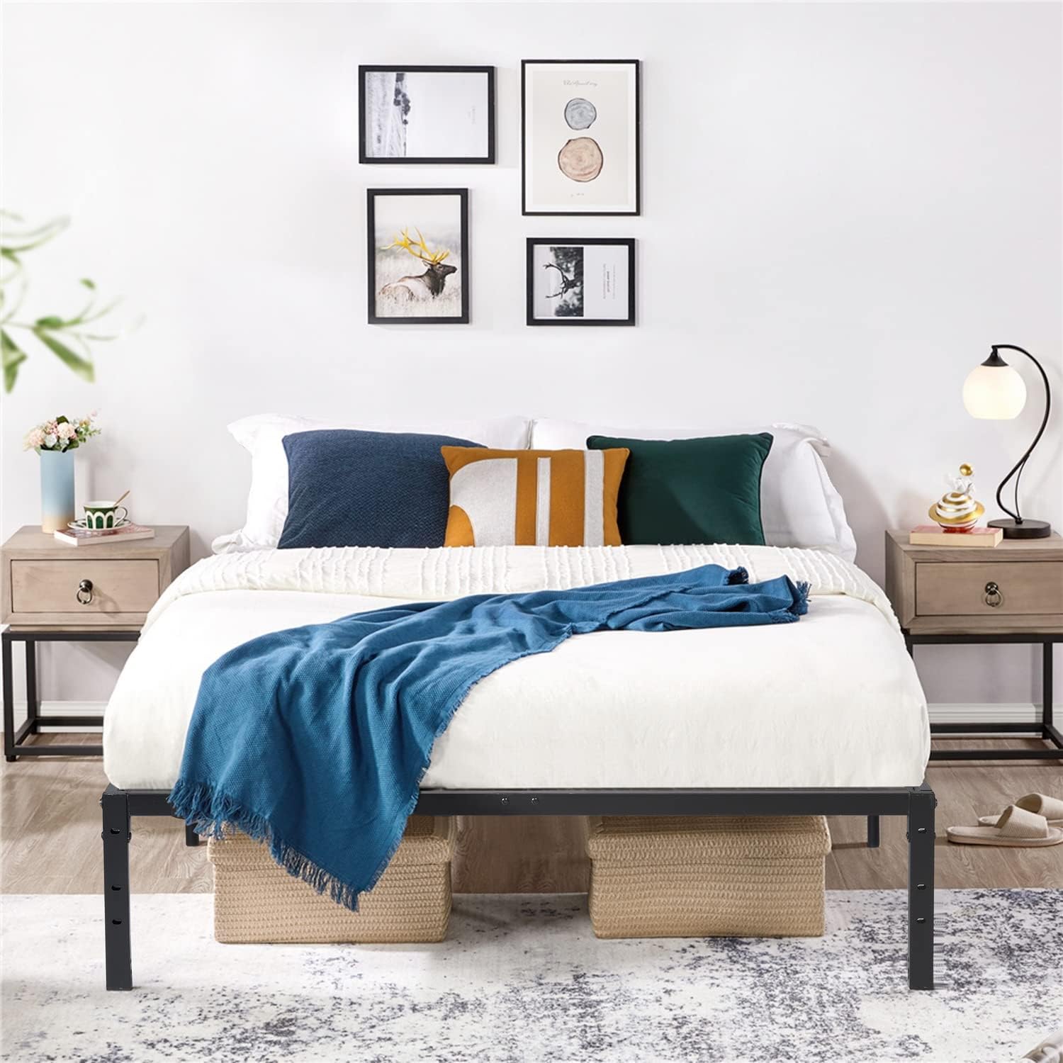 FurnitureR Double Metal Platform Bed Frame 194x140 cm - immagine 8