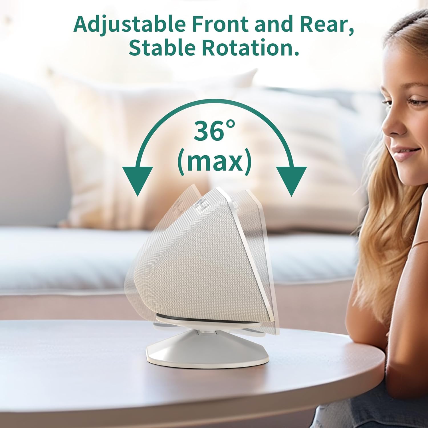 Plusacc - Supporto Regolabile per Echo Show 5 (3a Gen), Bianco - immagine 3