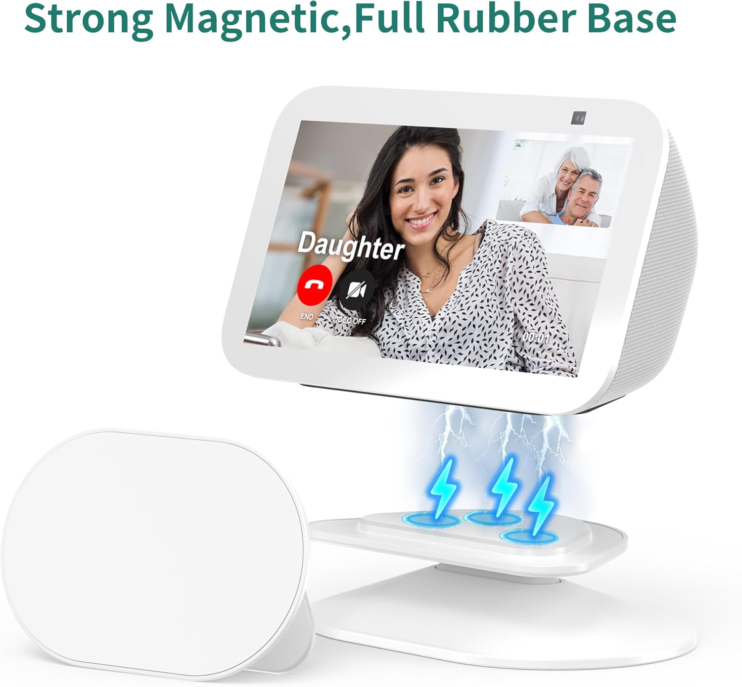 Plusacc - Supporto Regolabile per Echo Show 5 (3a Gen), Bianco - immagine 4