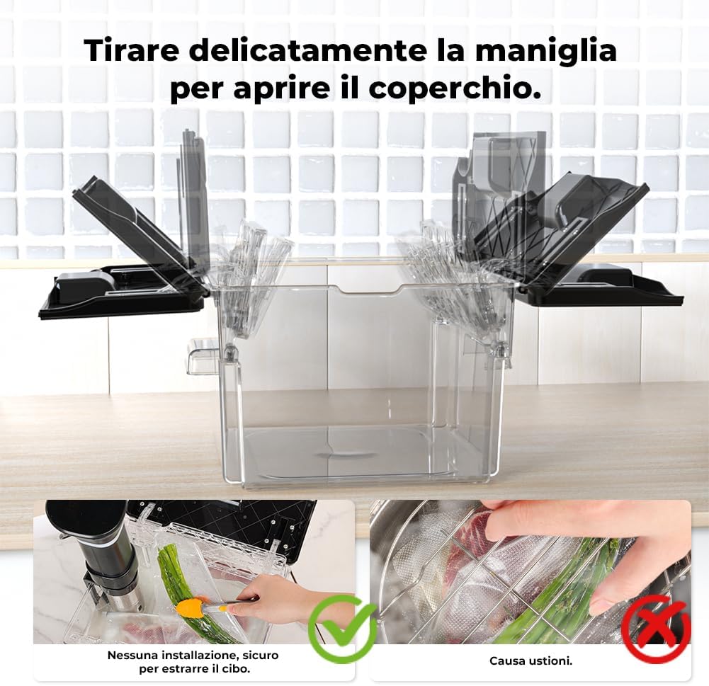 Contenitore Sous Vide con Coperchio e Rastrelliera 11L - immagine 6