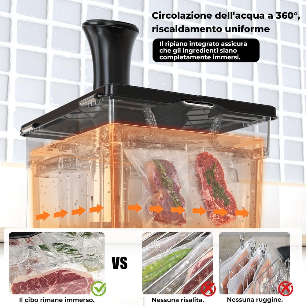 Contenitore Sous Vide con Coperchio e Rastrelliera 11L - immagine 7