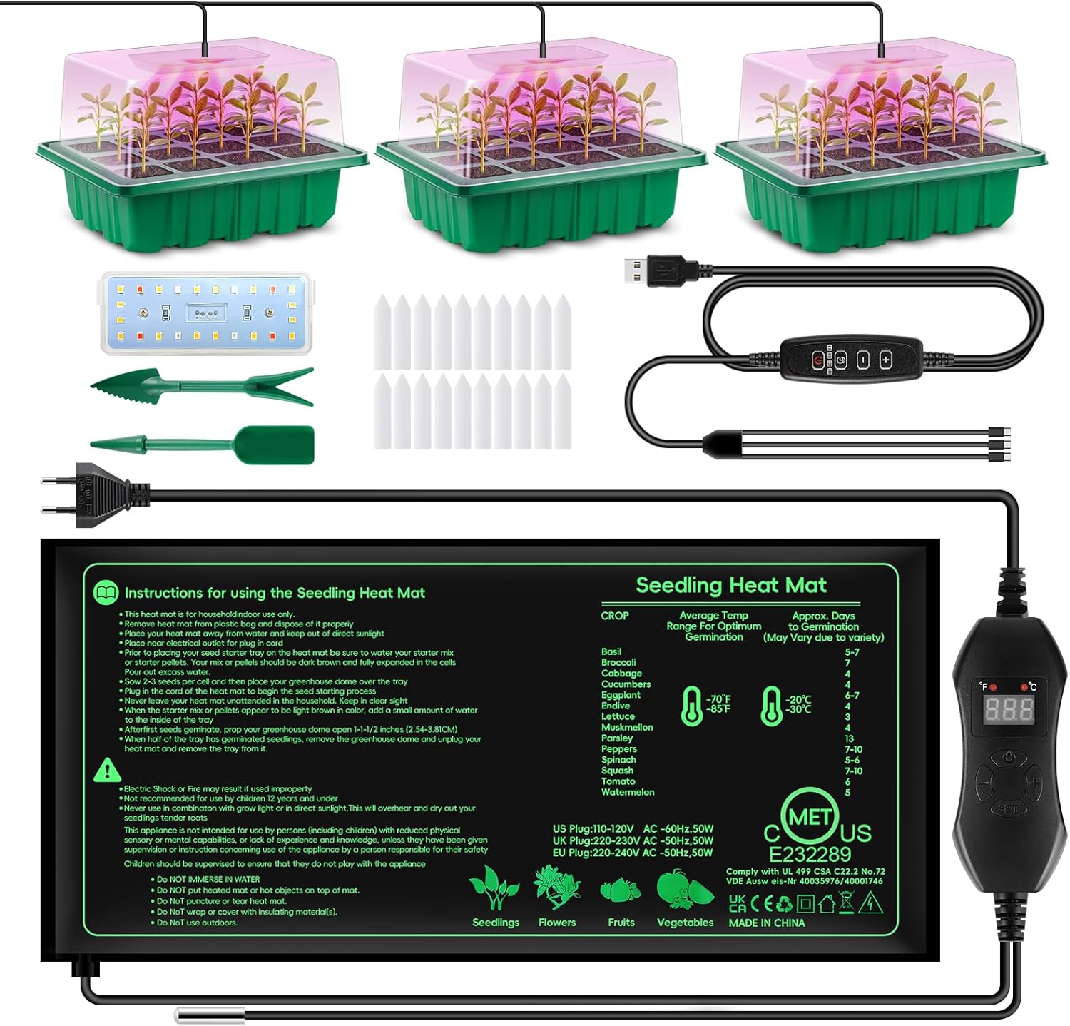 Verdenu Vassoio Germinazione con Tappeto Riscaldante