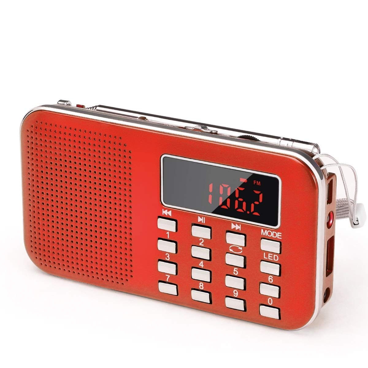 Prunus J-908 Radio Portatile Ricaricabile FM/AM, Rosso