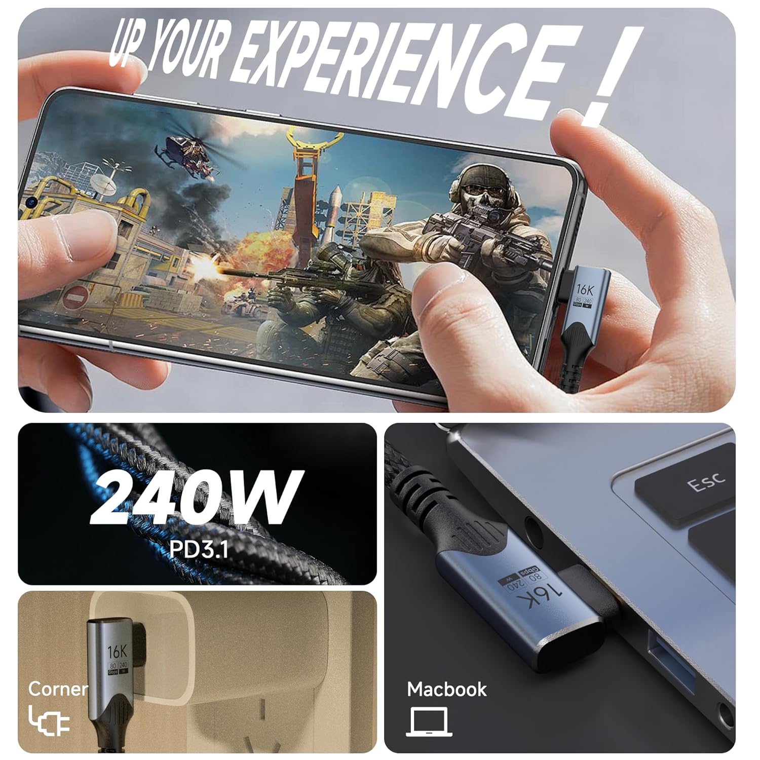 Bawiofiau Cavo USB-C 5 Type-C 80Gbps 2M - immagine 4