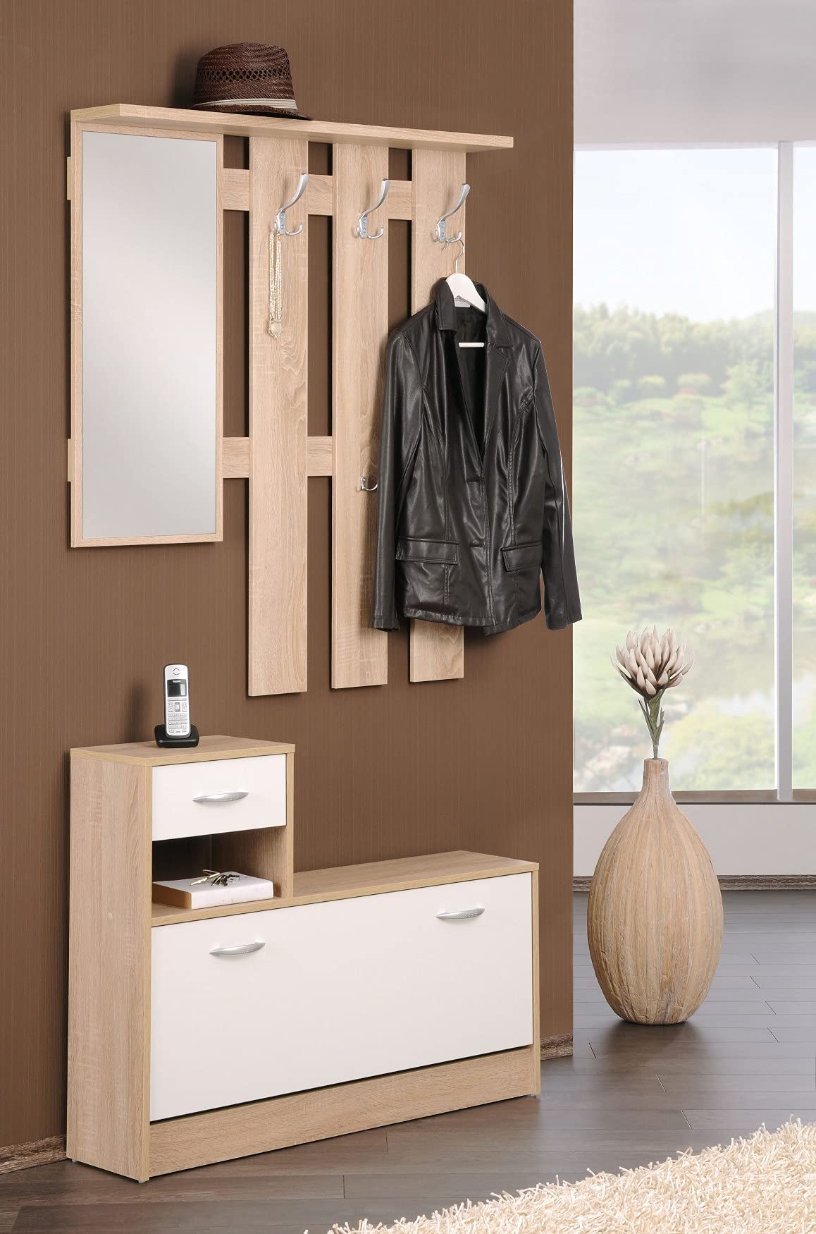 Dmora Mobile da Ingresso con Specchiera e Scarpiera