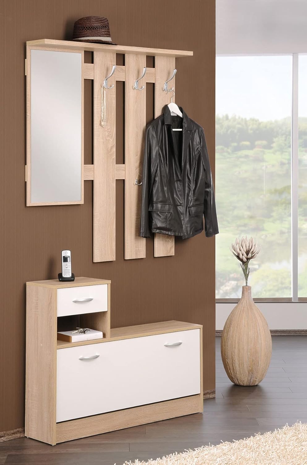 Dmora Mobile da Ingresso con Specchiera e Scarpiera - immagine 1