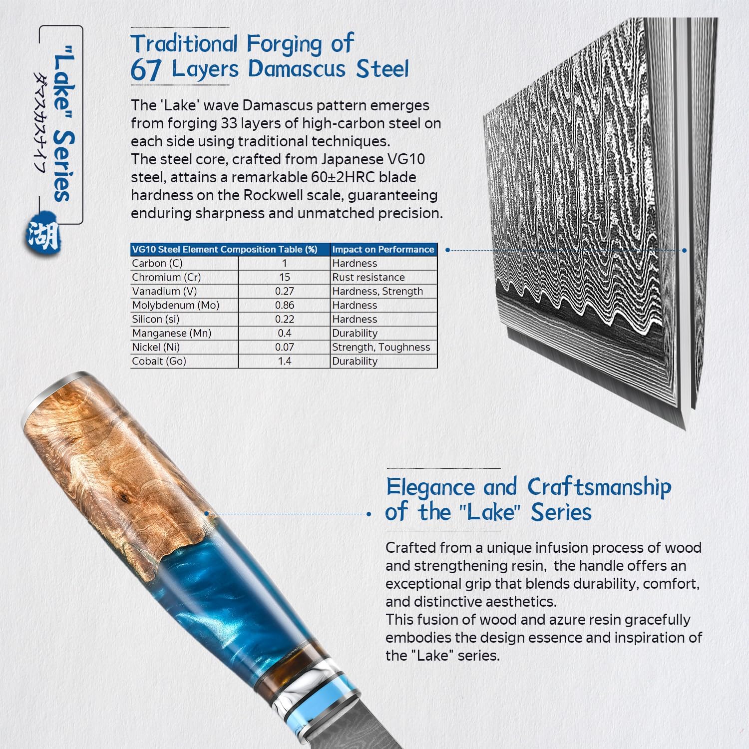 Coltello da Cucina Nakiri Damasco 67 Strati, 17cm - immagine 4