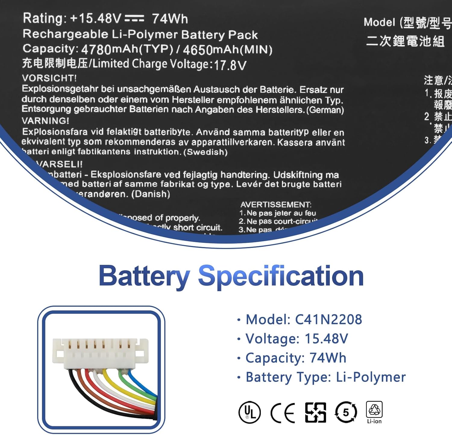 Antiee C41N2208 Batteria Laptop per ASUS ROG Ally (2023) - immagine 2
