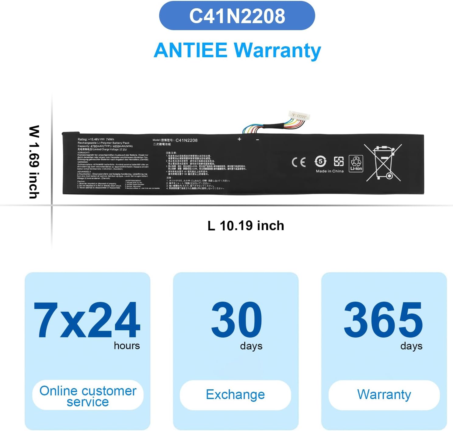 Antiee C41N2208 Batteria Laptop per ASUS ROG Ally (2023) - immagine 7