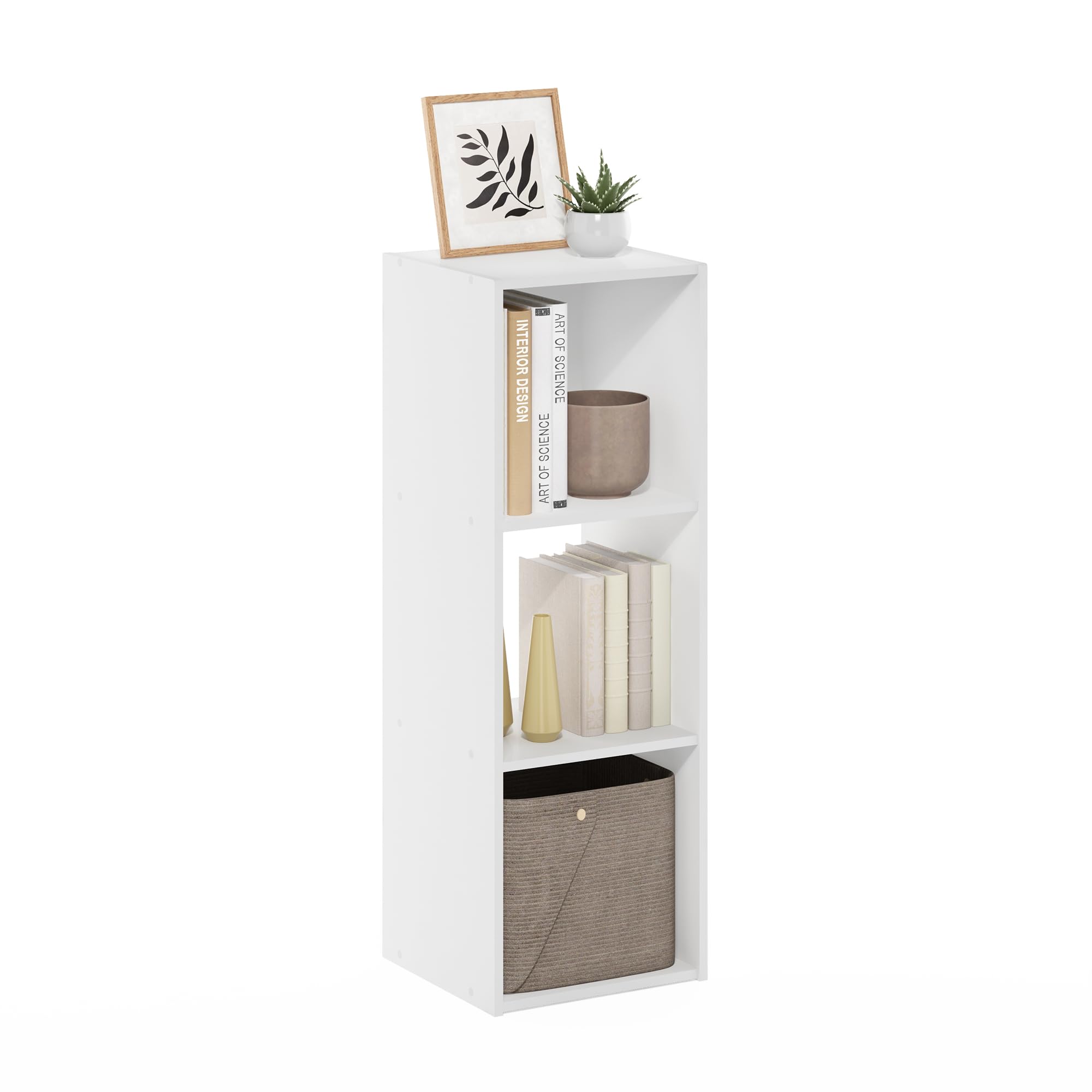 Furinno Pelli Libreria portaoggetti cubica, 3x1, Bianco