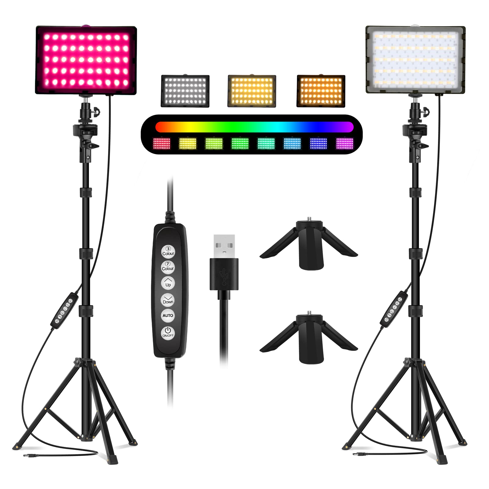 Emart 2 Pcs Luce Video LED RGB con Treppiede