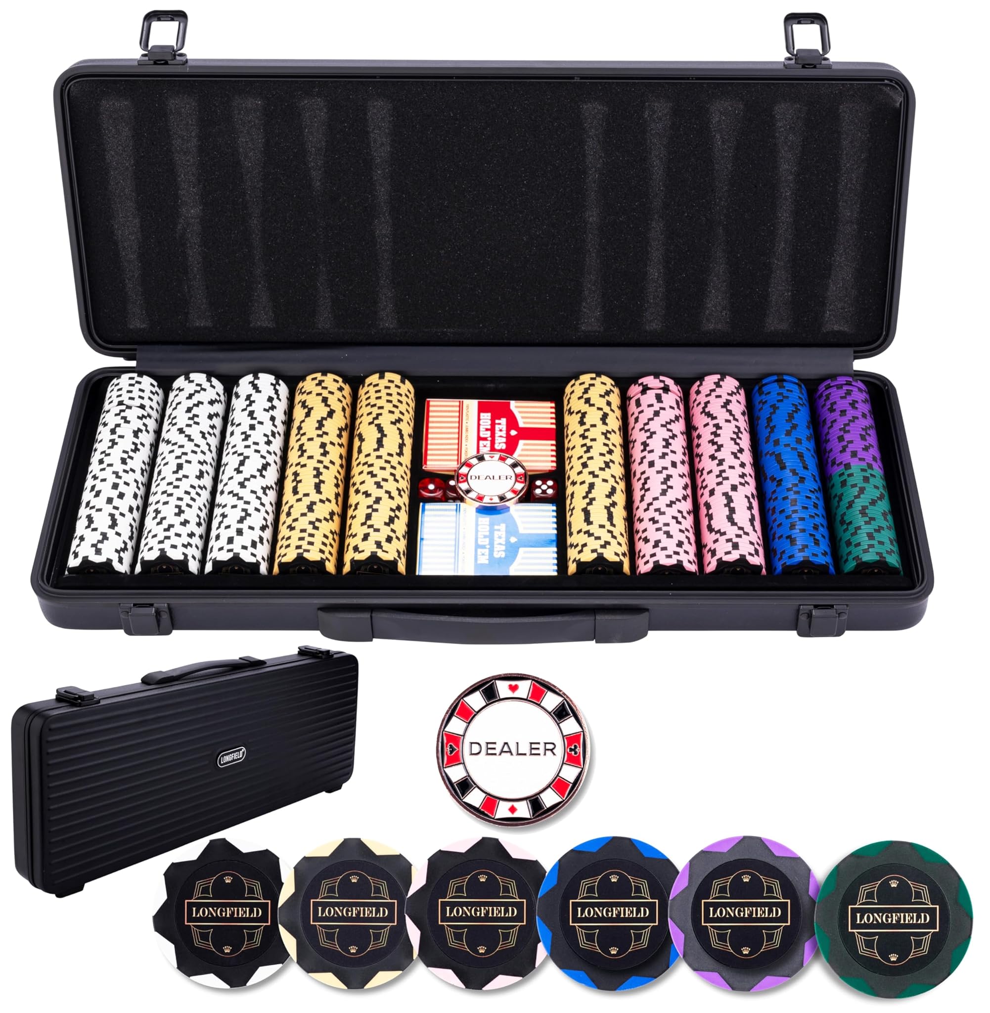 Engelhart Set Poker in Valigetta Metallo Nero 500 Gettoni