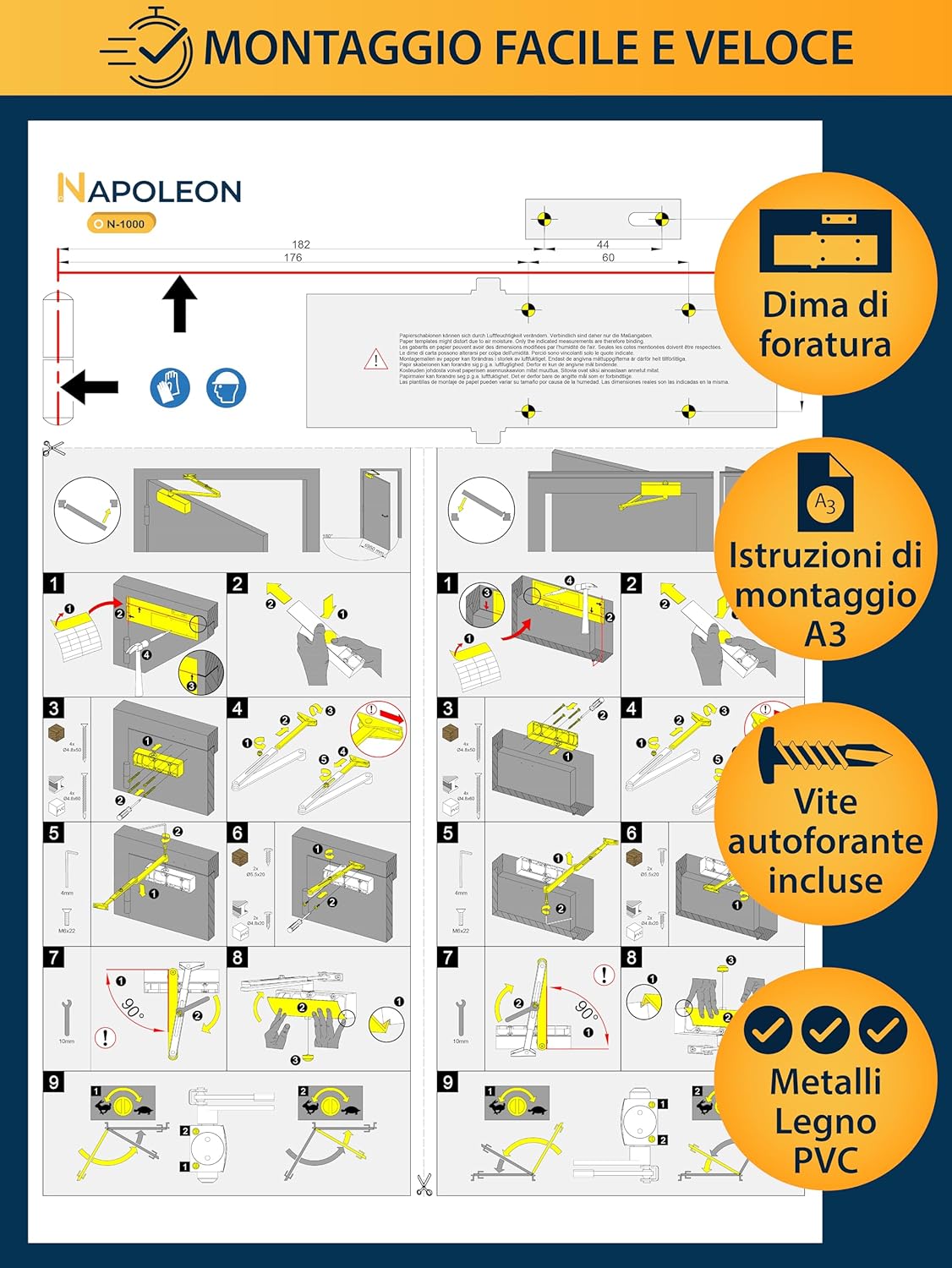 Napoleon N-1000 Chiudiporta Automatico Robusto, Nero - immagine 2