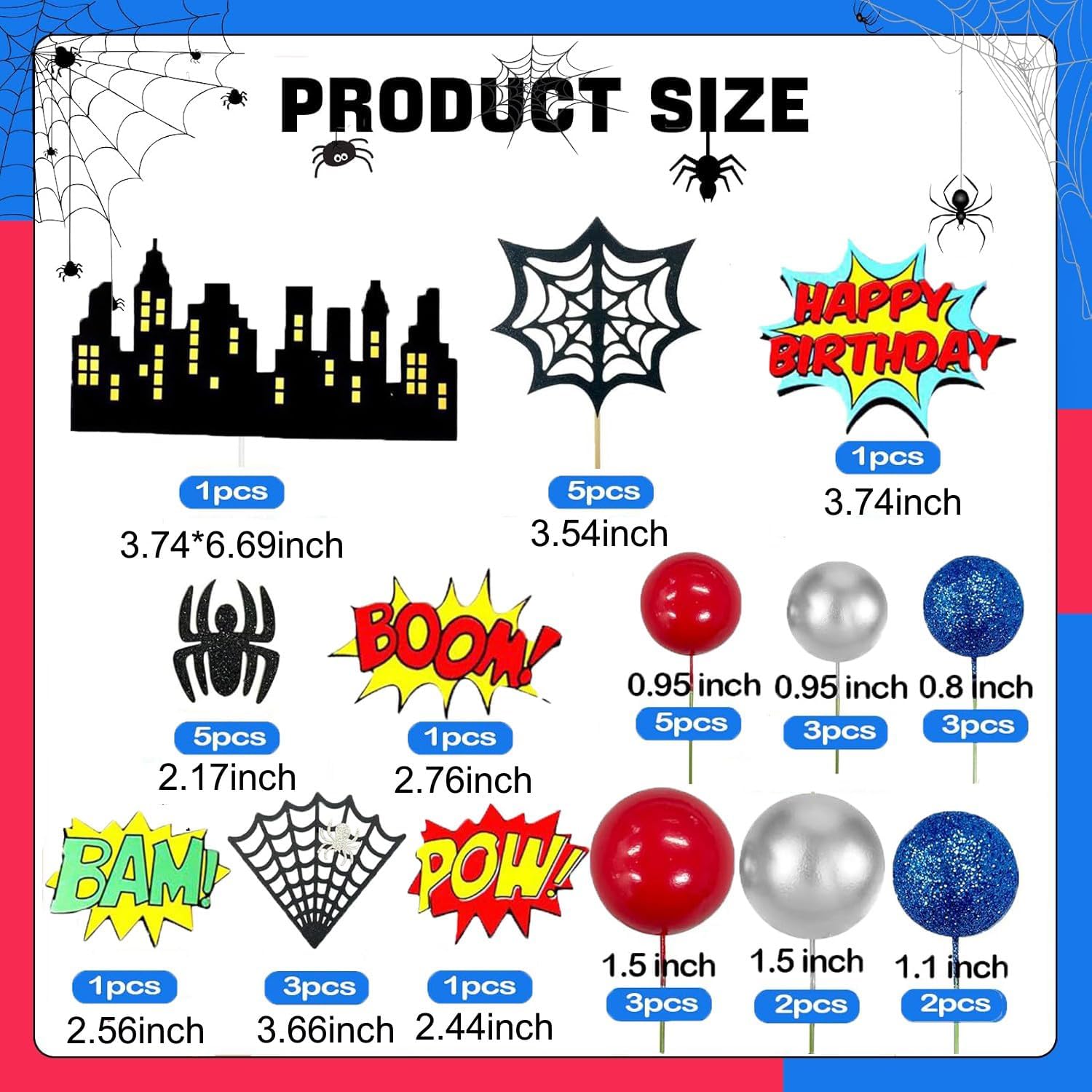 Decorazioni Torta Spider-M Eroe - 32 Pezzi - immagine 2