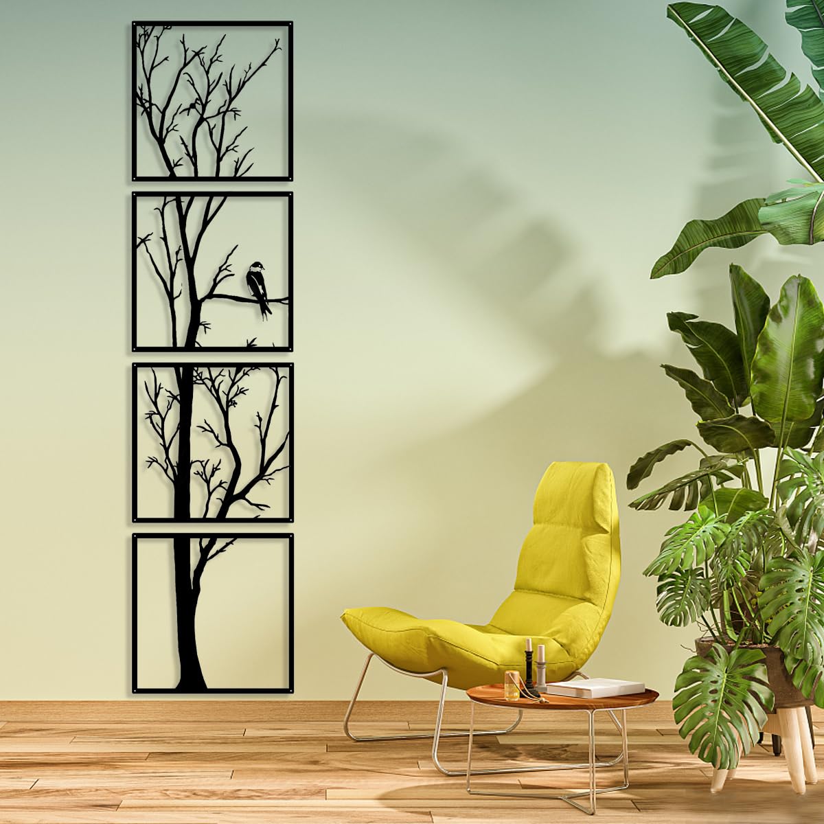 Luccyle Metal Family Tree Wall Art Decor 4 Pannelli