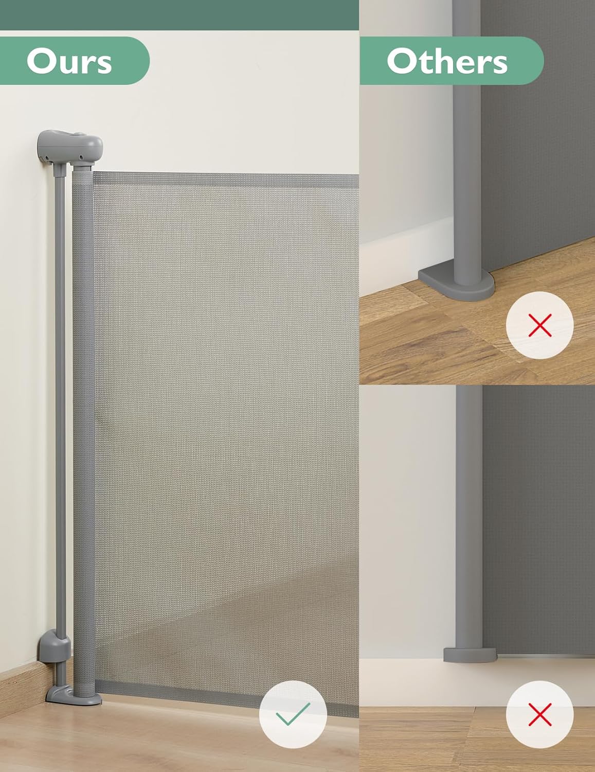 Momcozy Cancello retrattile della scala per il bambino, grigio - immagine 7