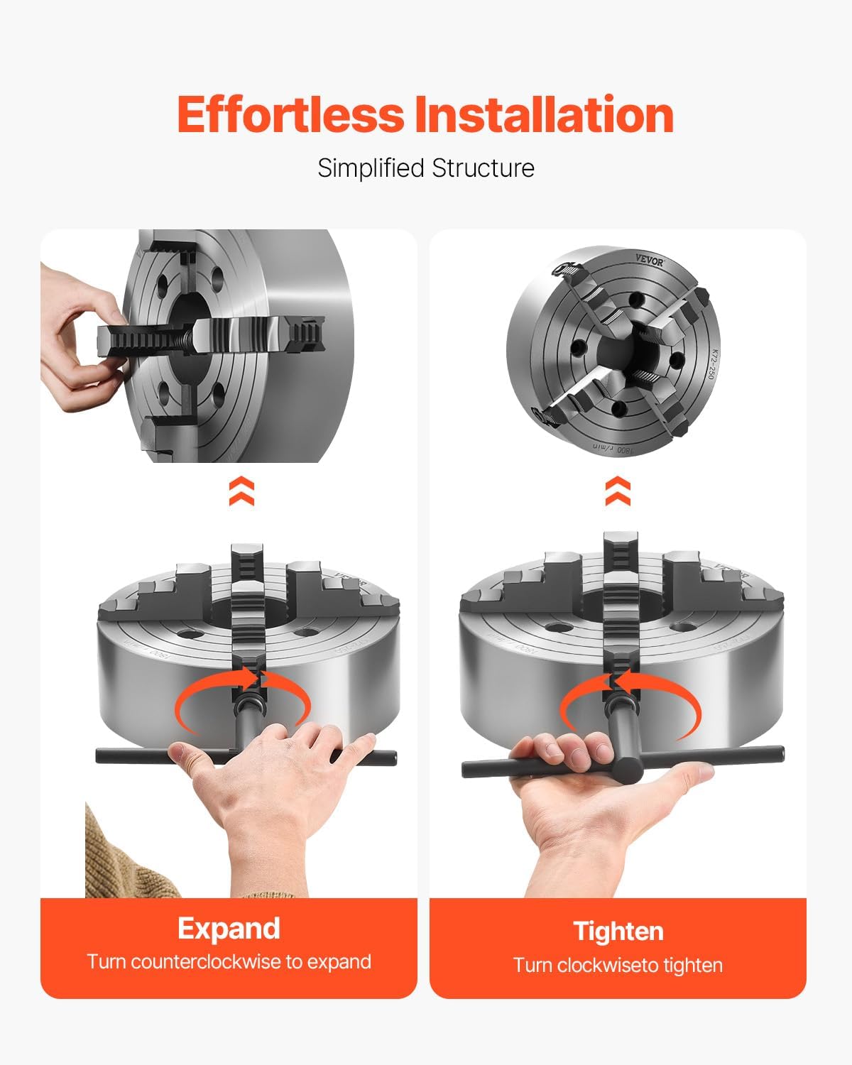 Vevor Mandrino per Tornio Autocentrante a 4 Griffe 250mm - immagine 5