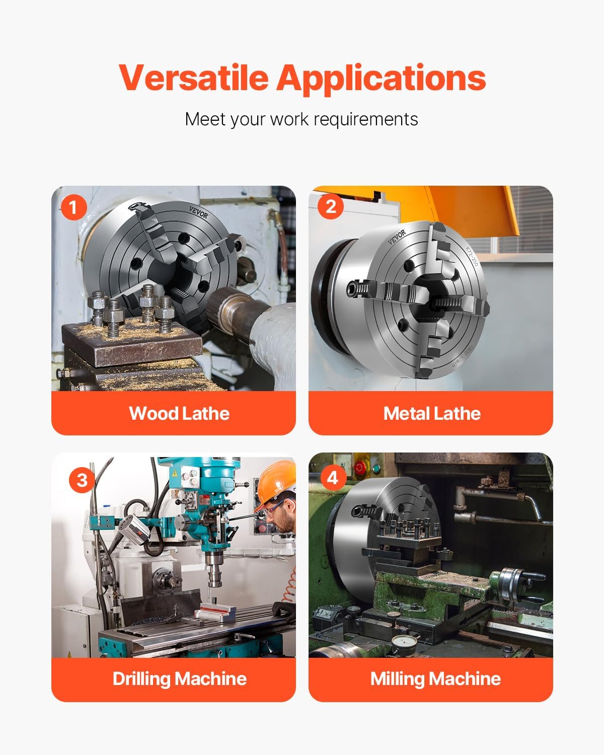 Vevor Mandrino per Tornio Autocentrante a 4 Griffe 250mm - immagine 6