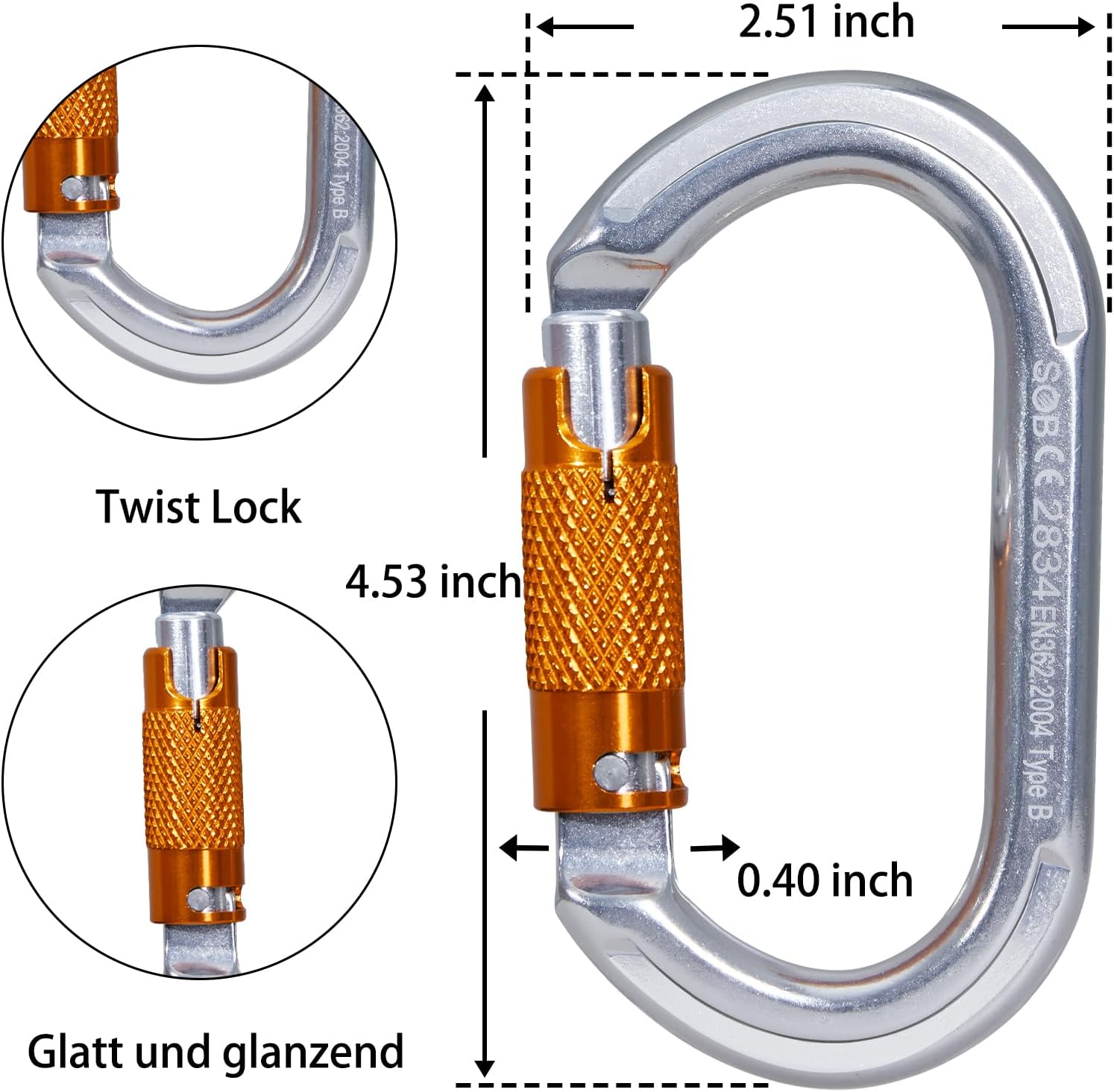 Moschettone da Arrampicata con Cancello a Vite - immagine 2