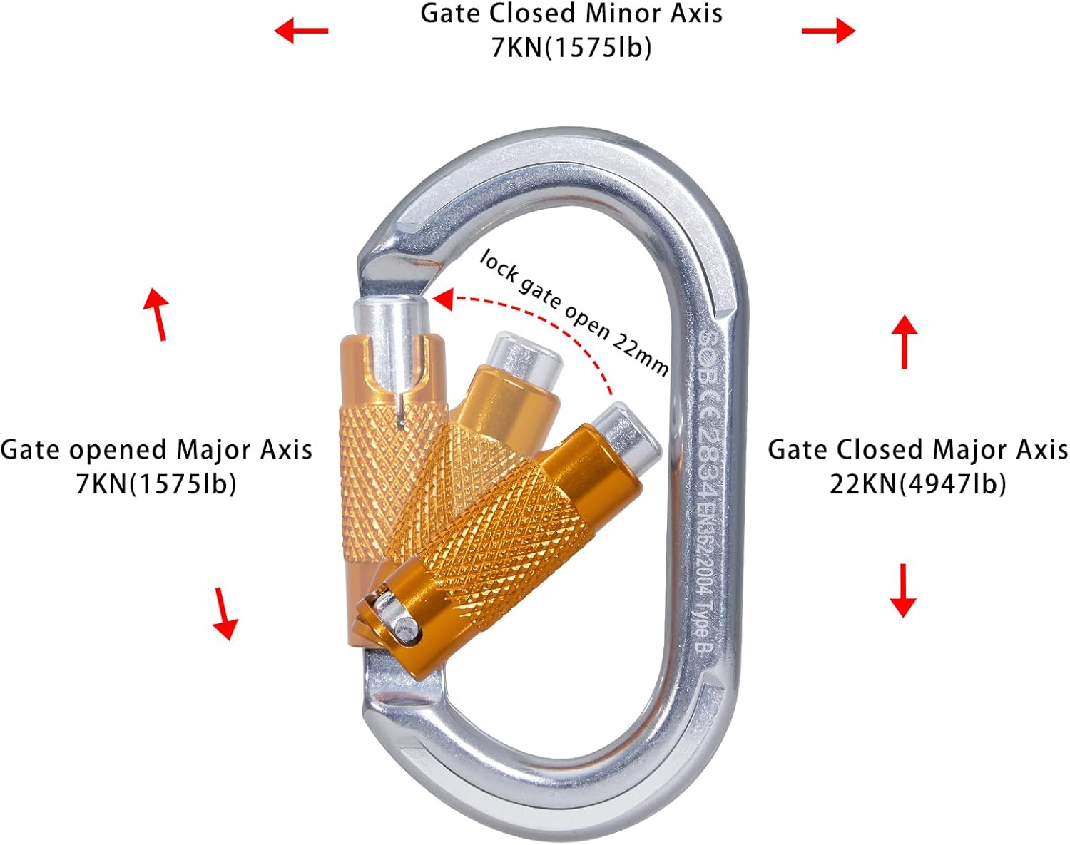 Moschettone da Arrampicata con Cancello a Vite - immagine 6