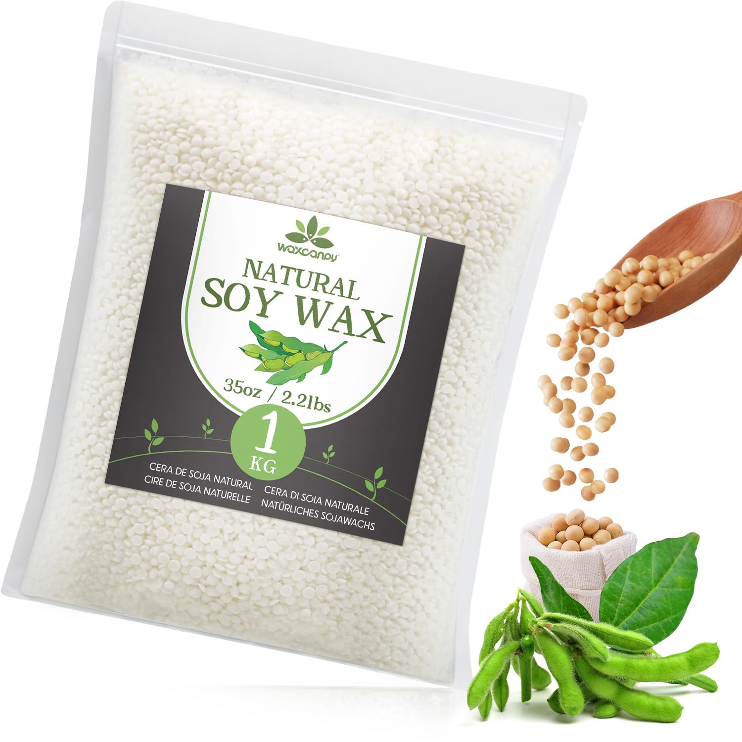 Waxcanpy Cera di Soia per Candele Fai Da Te 1kg