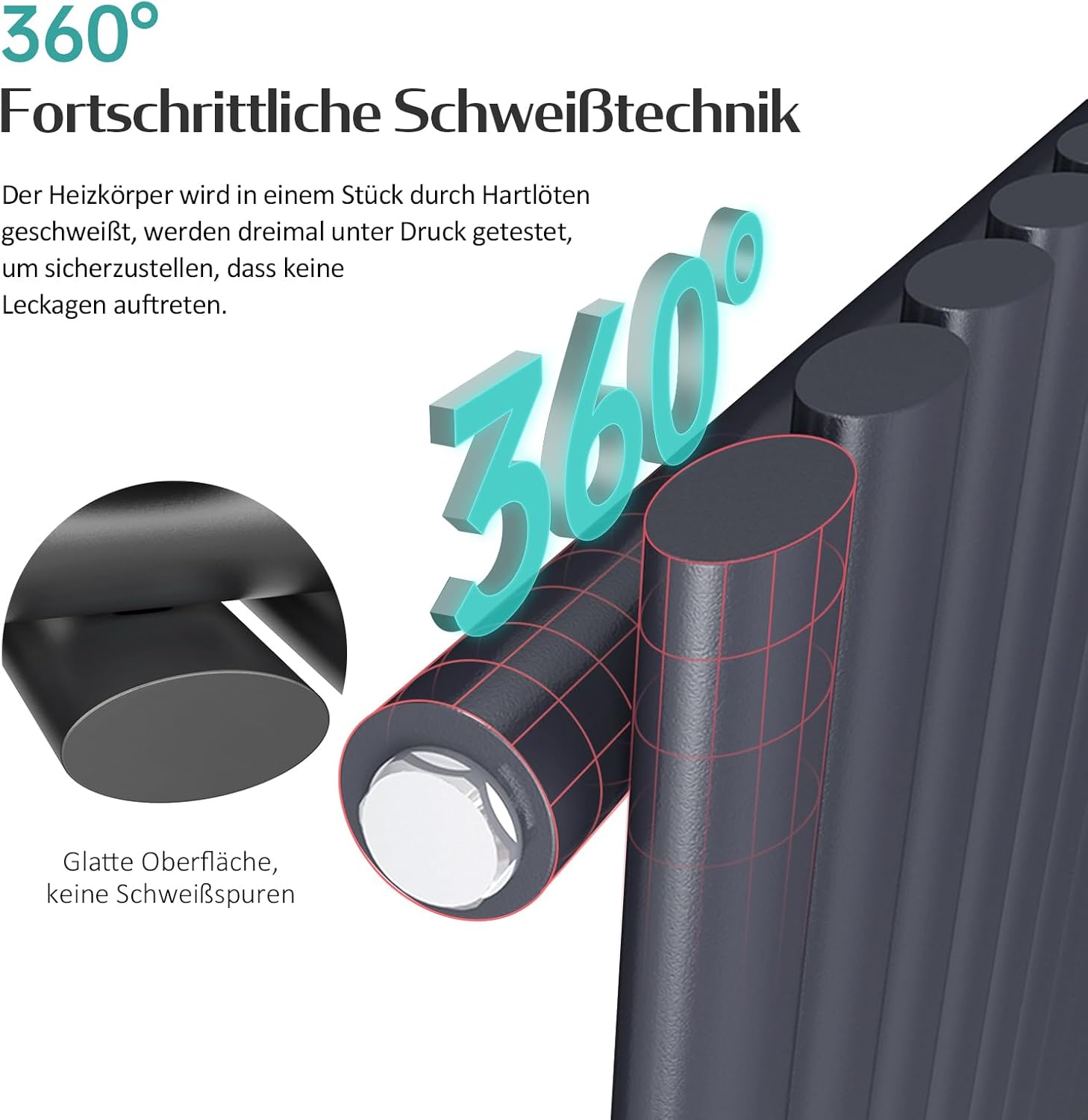 EMKE Radiatore verticale design 900x240mm, Antracite - immagine 2