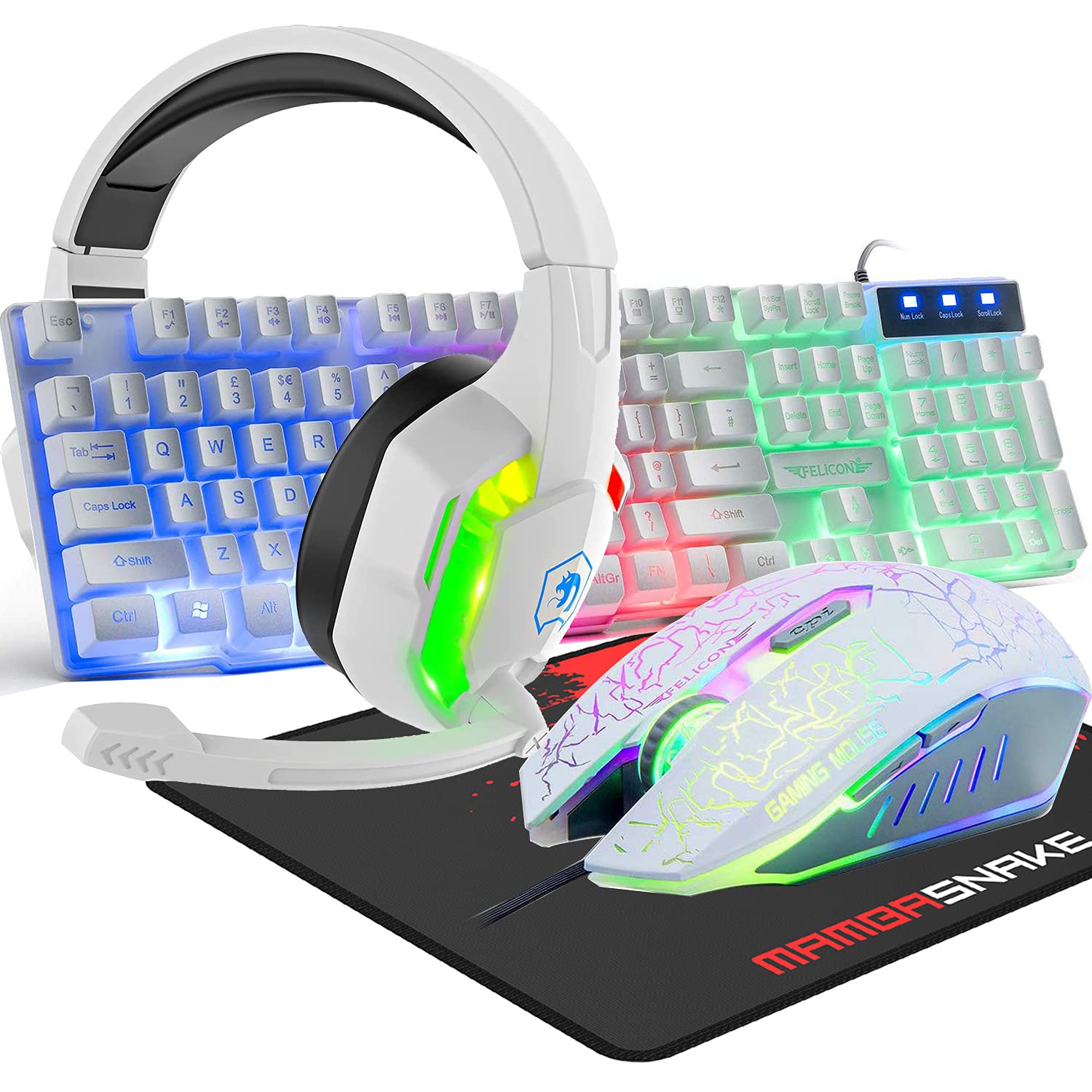 Tastiera Gaming con Cavo e Cuffie Combo Multi-RGB