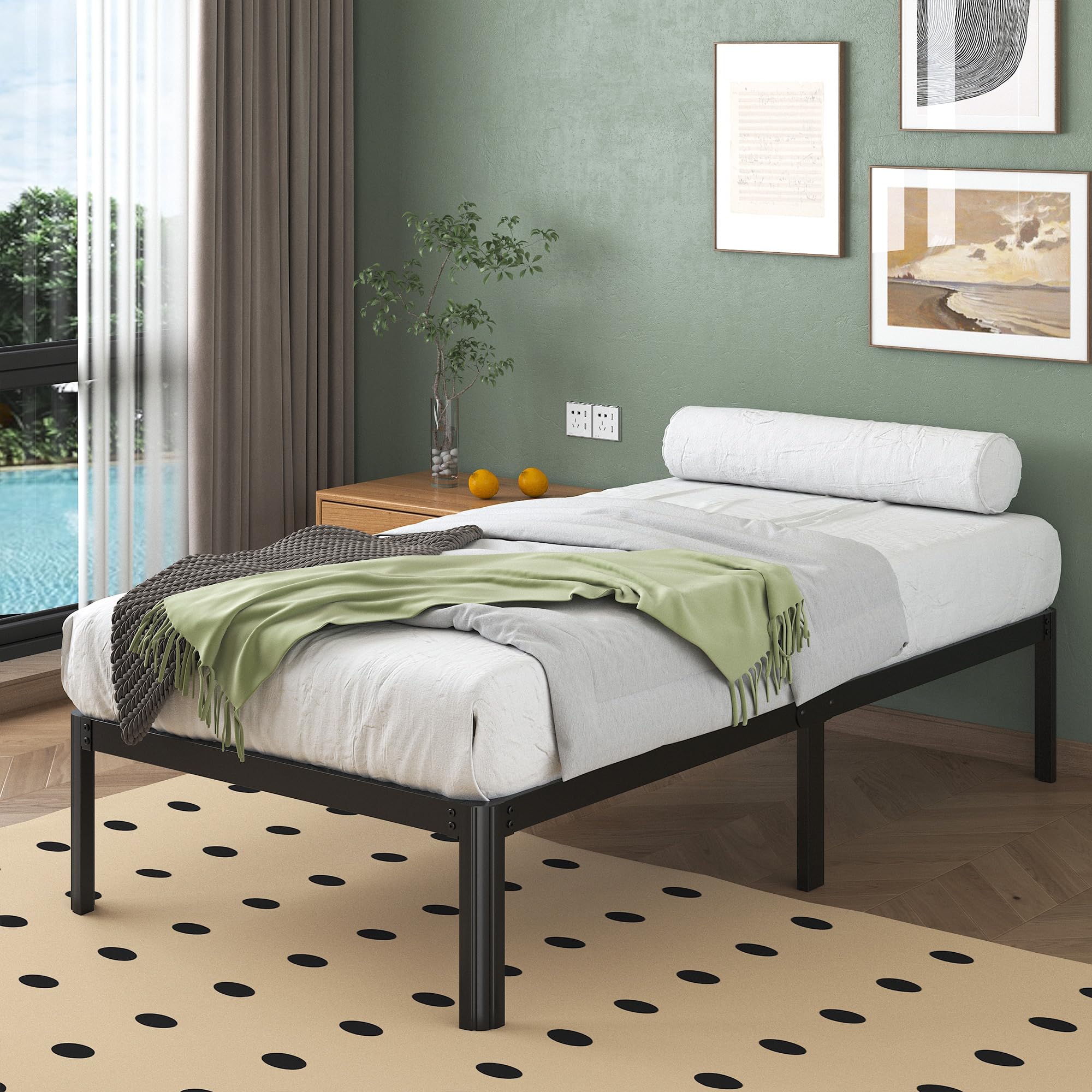 Lutown-teen Rete Letto Singolo 90x200 cm a Doghe, Nero