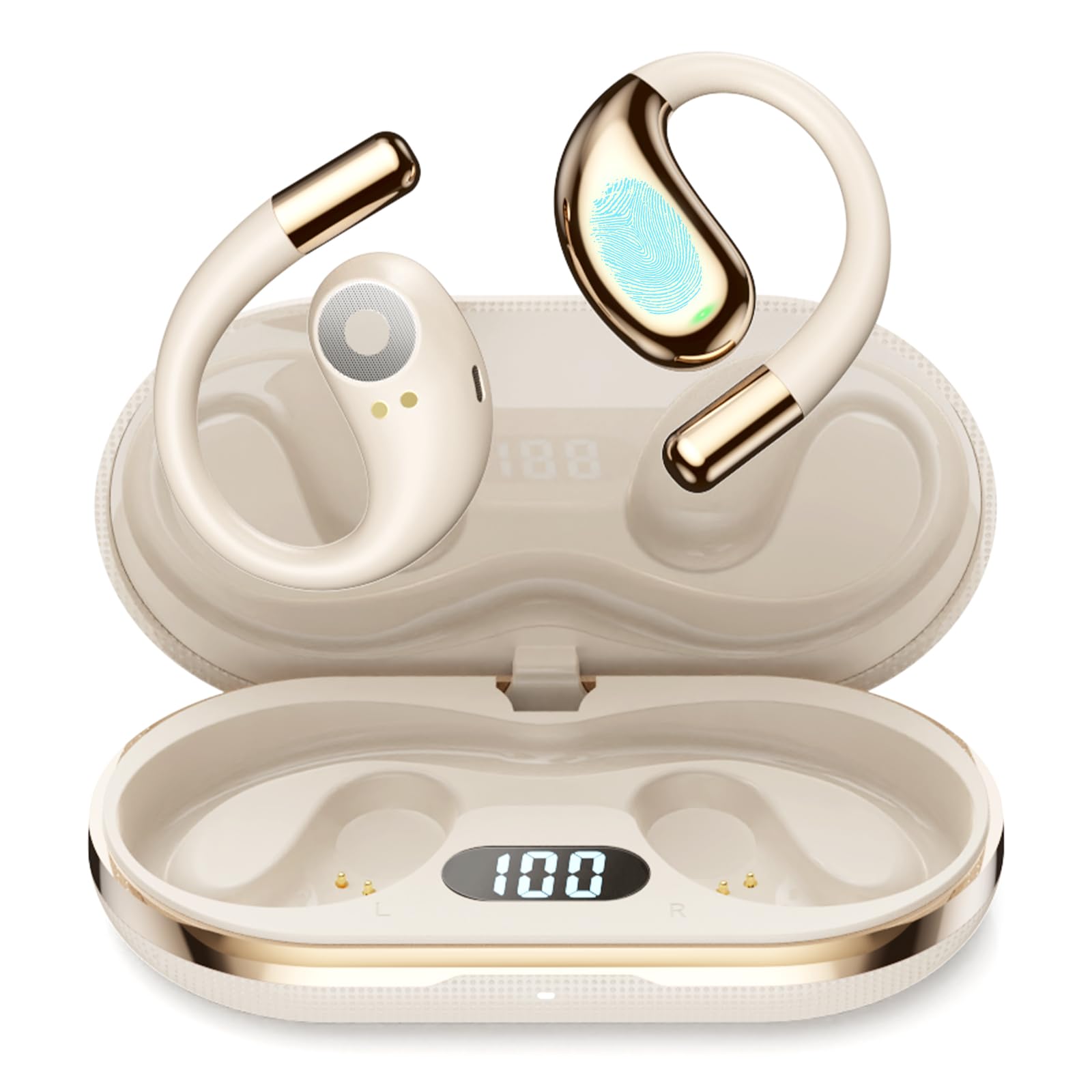 AI Cuffie Traduzione Simultanea Vocale: Open Ear Cuffie Traduttore Auricolari Bluetooth 6.0 Auricolari Traduttori Istantanei in 156 Diplomatic Lingue 6 Modalità per Telefonata Musica Viaggi Business