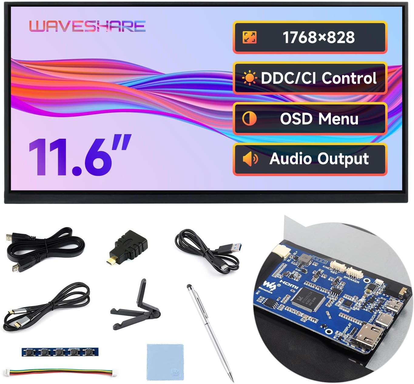 Waveshare 11.6inch Touch Display IPS per Pi5 - immagine 1