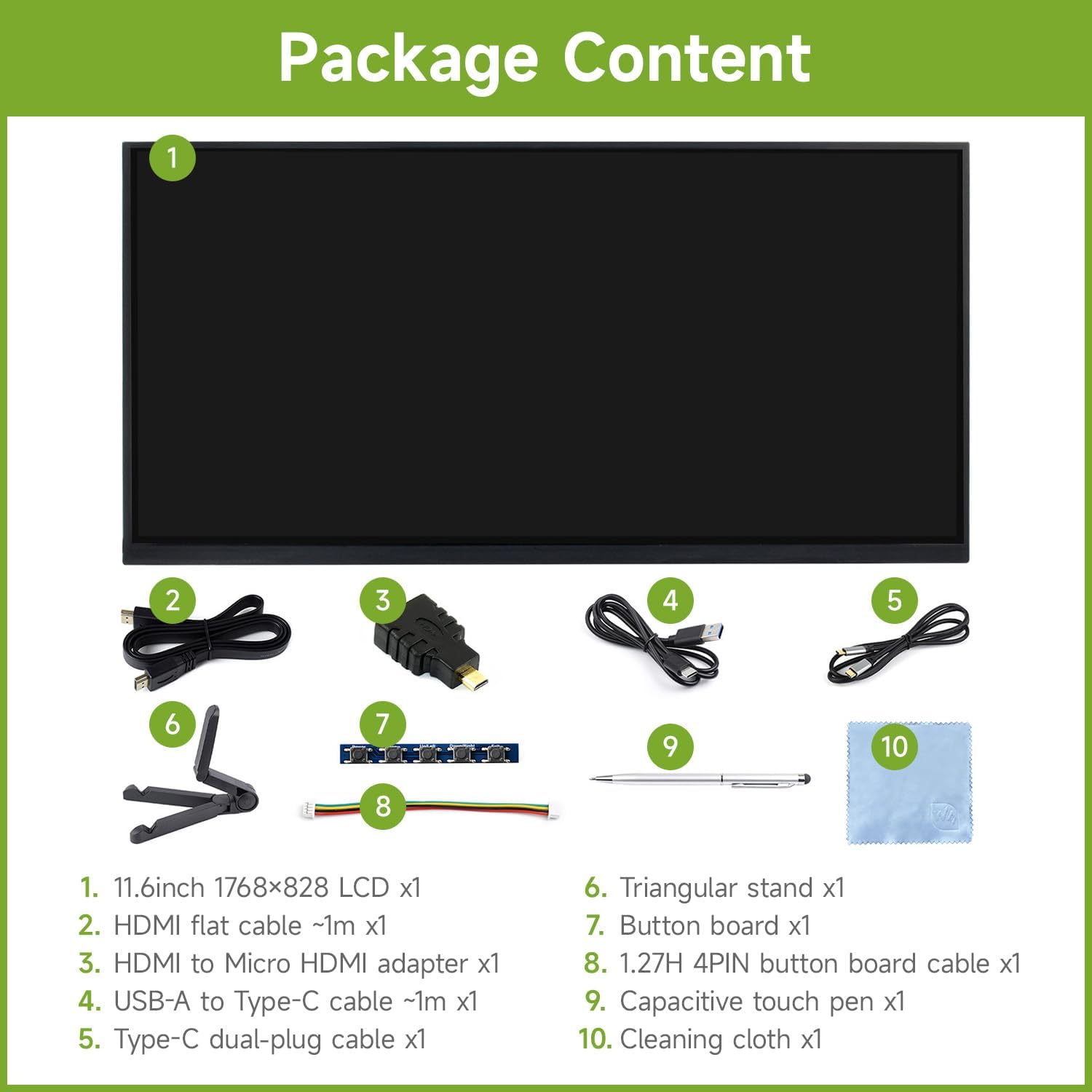 Waveshare 11.6inch Touch Display IPS per Pi5 - immagine 2