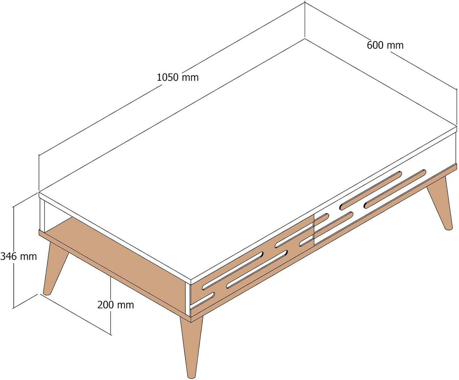 Dmora Tavolino da Salotto Saiph 105x35h60 cm - immagine 2