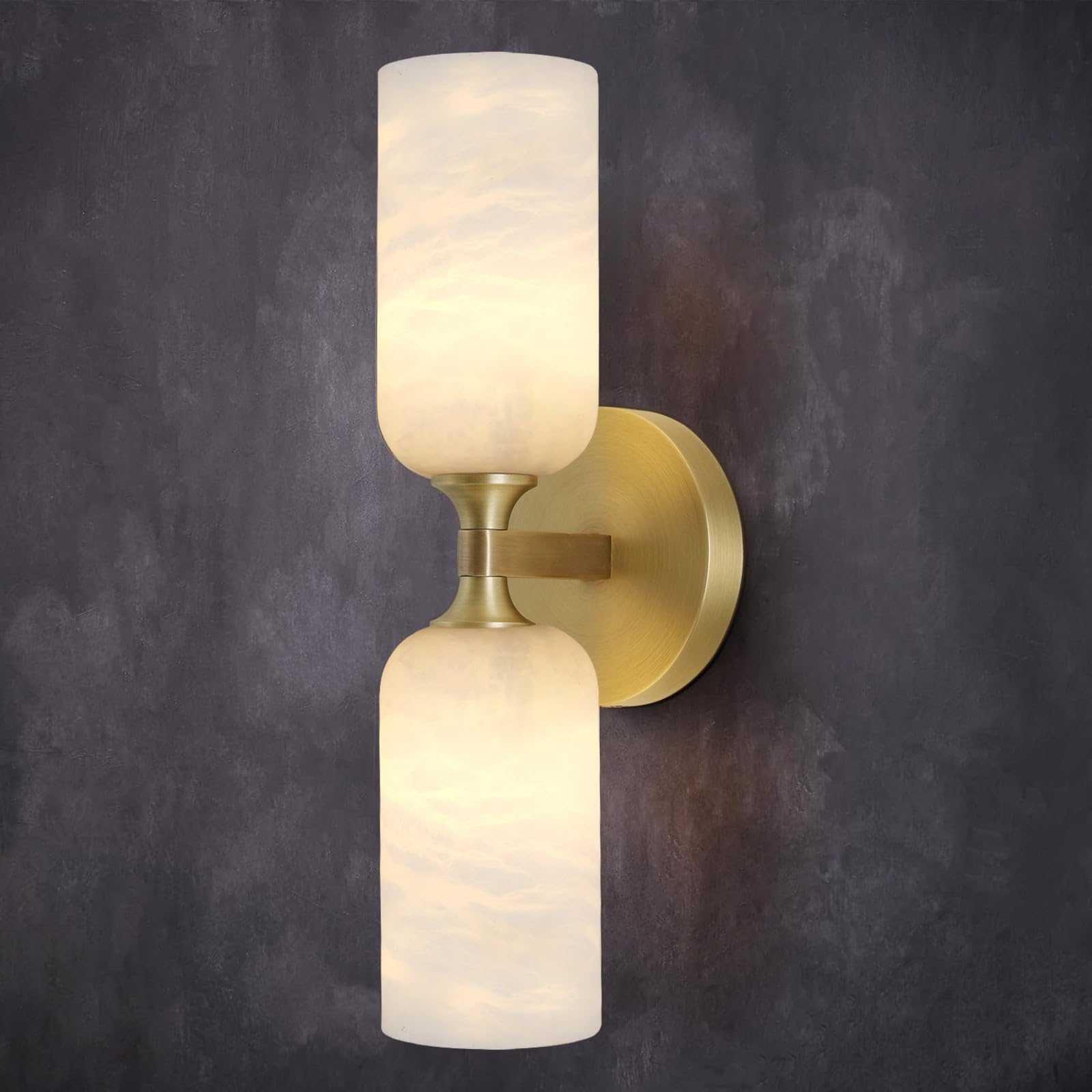 Lampada da Parete per Interni Color Oro con Paralume in Marmo