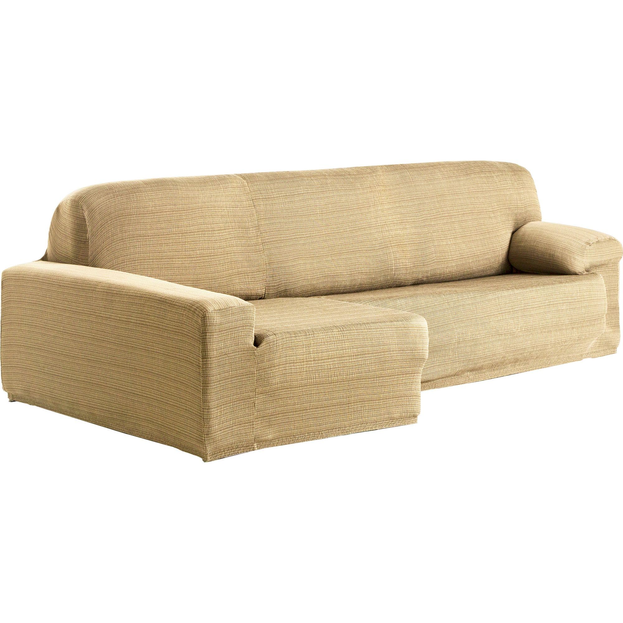 Copridivano con Chaise Longue Elastico Jacquard, Beige