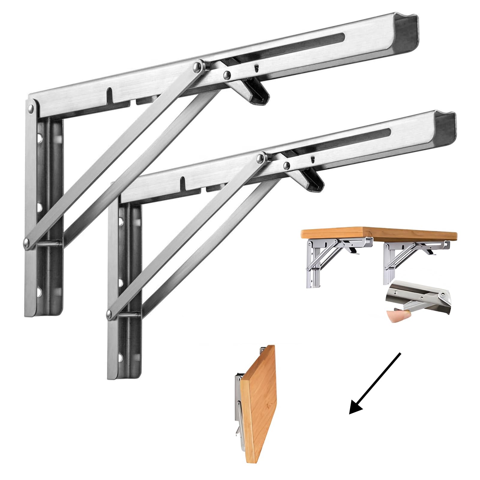 Staffa per Mensola Pieghevole 600mm, 2 Pezzi