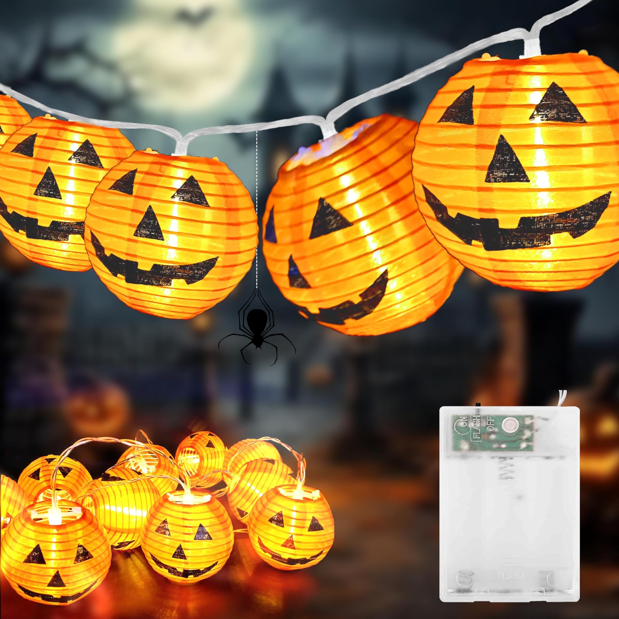 Halloween Catena Luminosa a Batteria 6M 20 LED Zucca